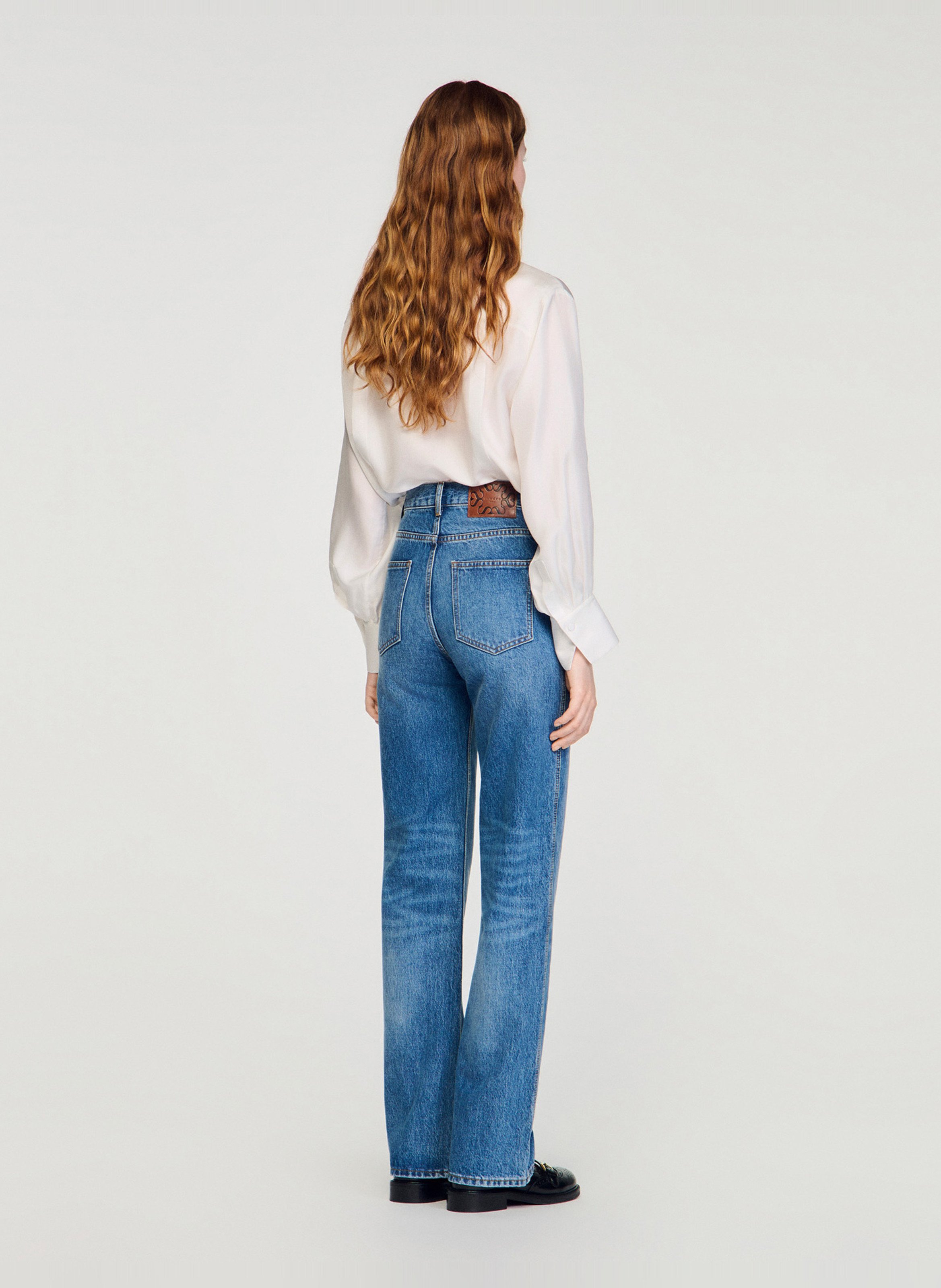 Jean flare en coton SANDRO Bleu