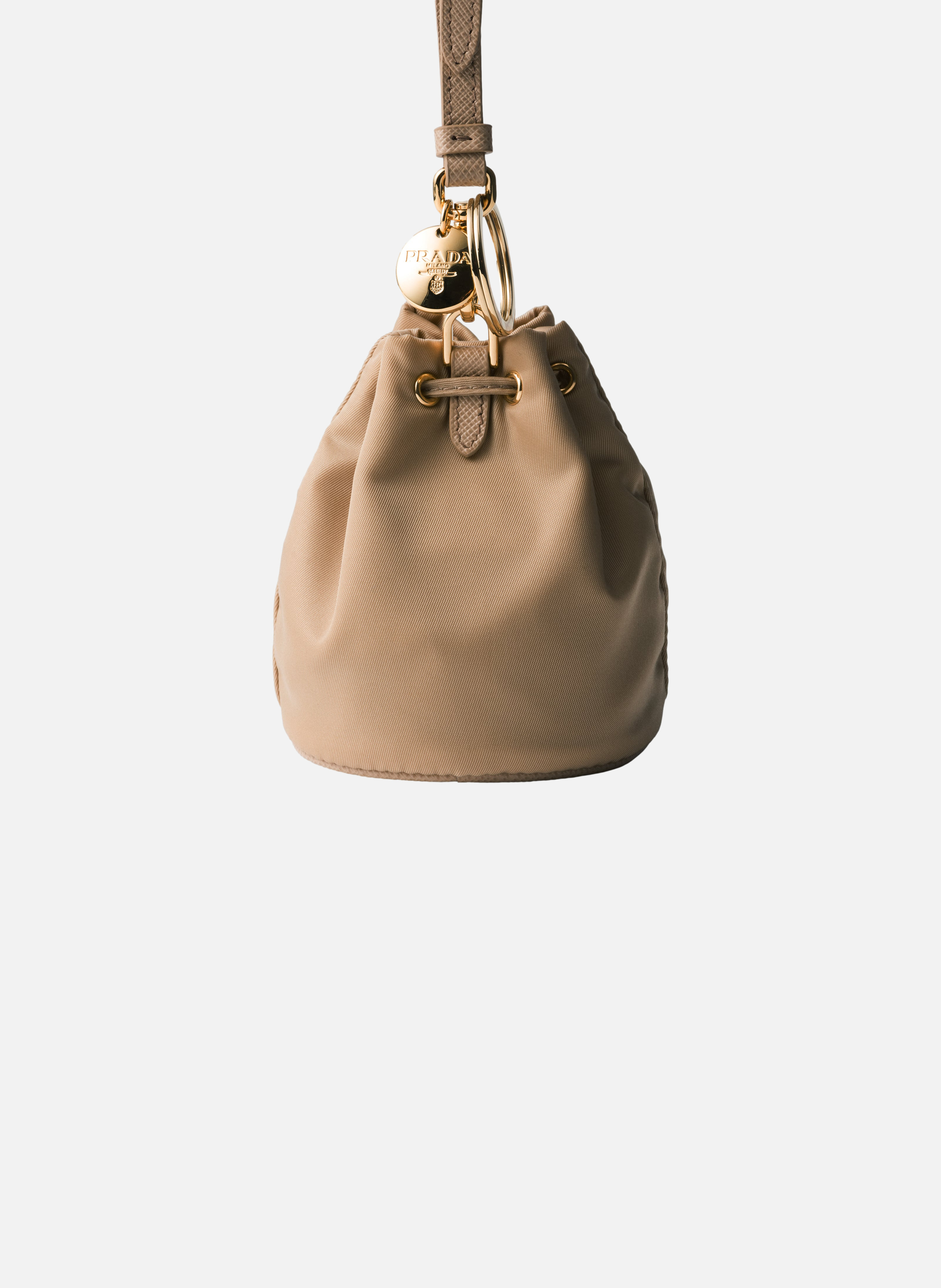 Charm porte-clés mini icon en re-nylon PRADA Marron