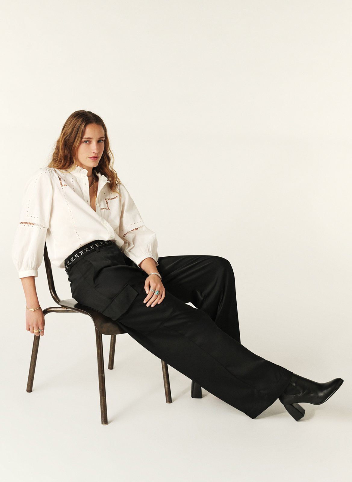 Pantalon large taille haute cary BA&SH Noir