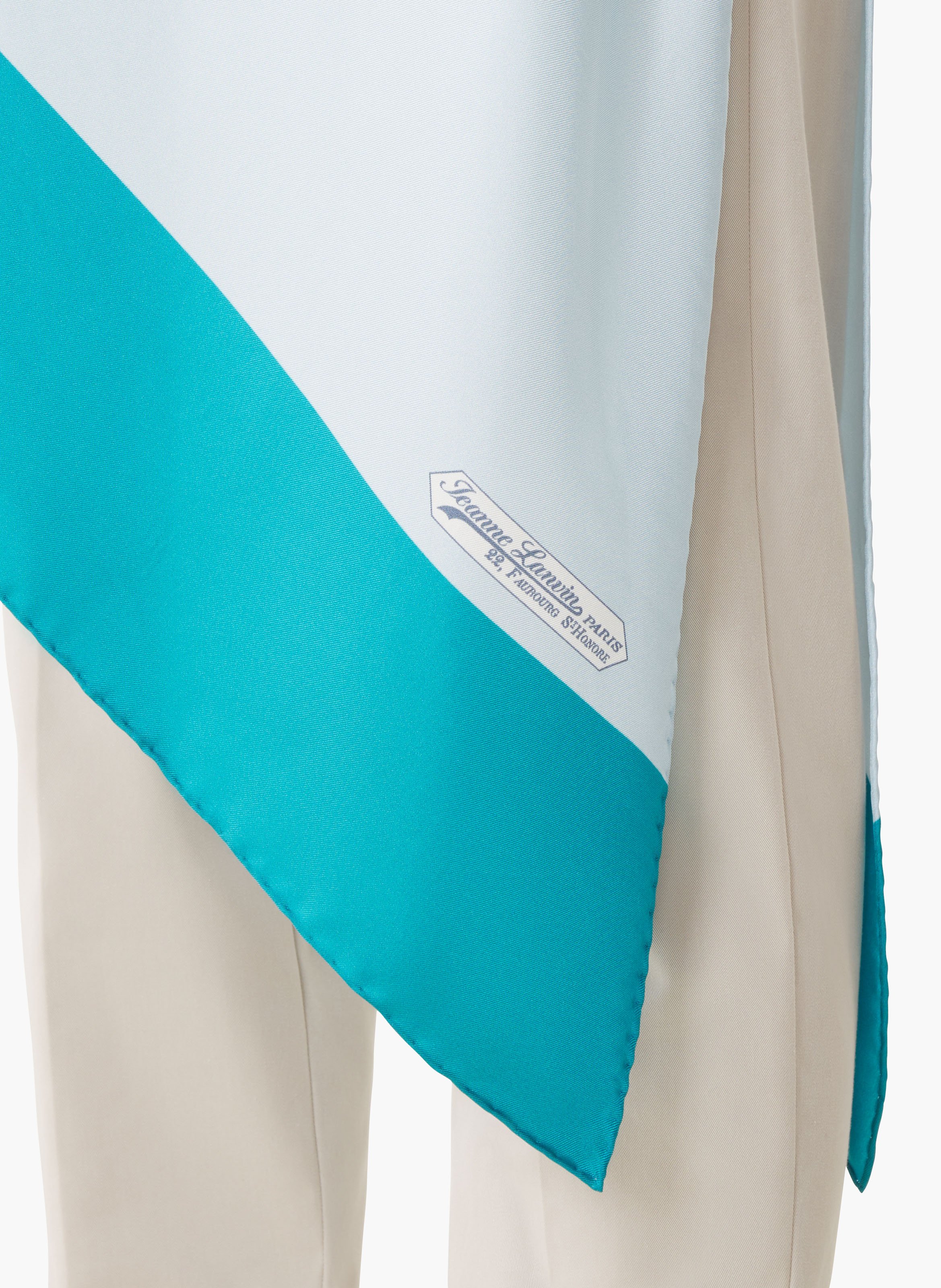 Top à motif graphique en soie LANVIN Blanc