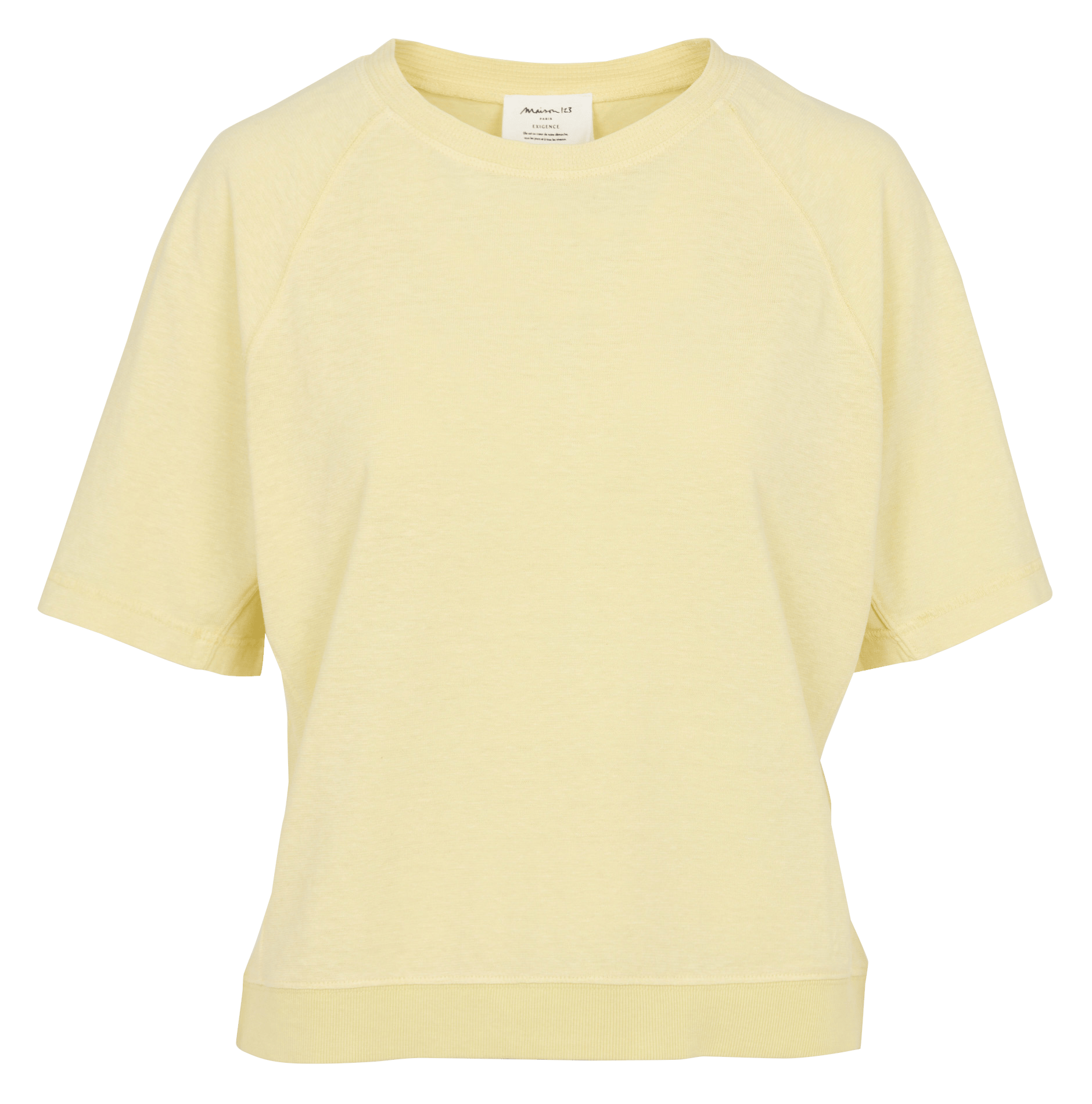 Tee-shirt col rond manches courtes uni Jaune
