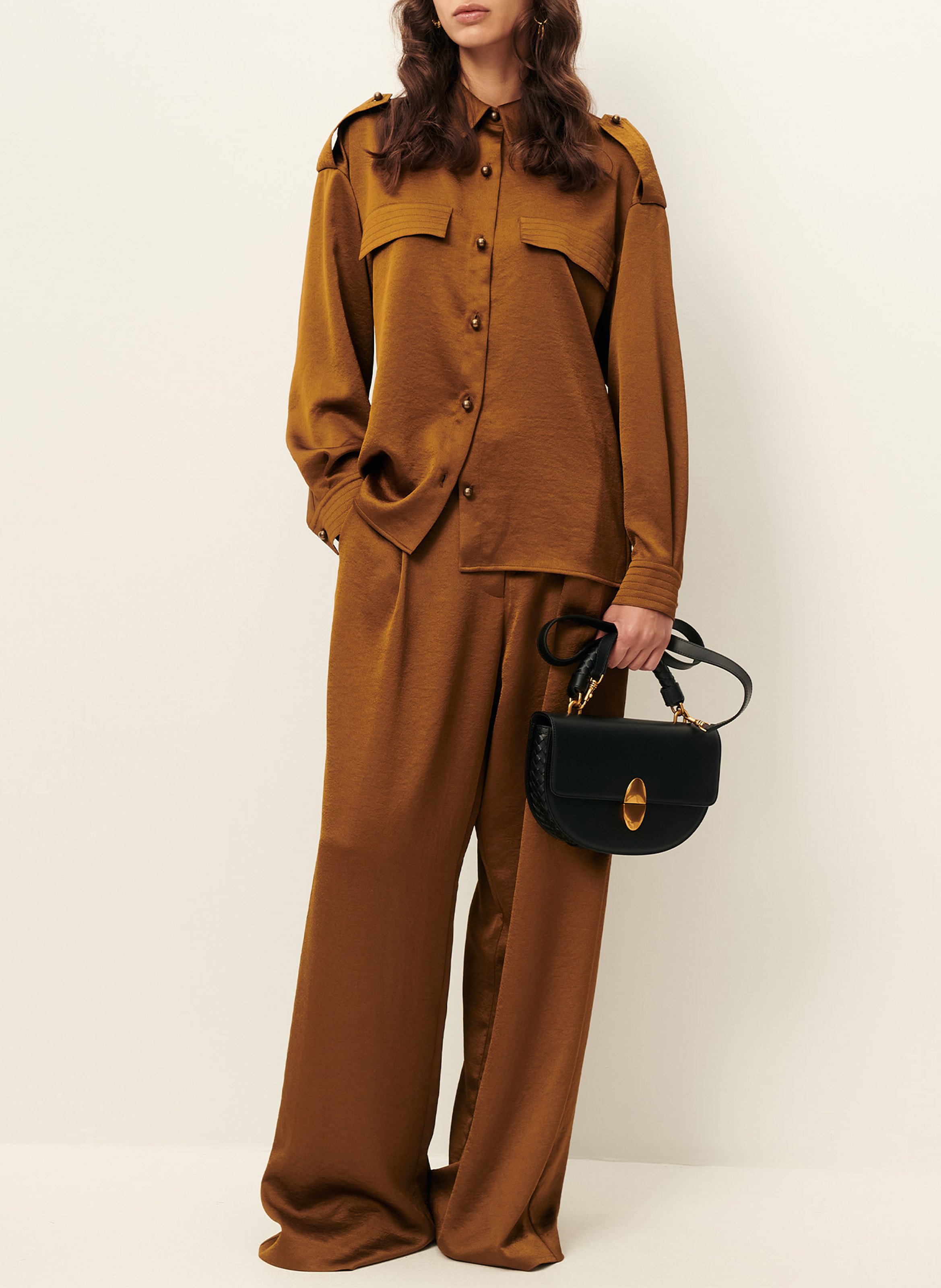 Pantalon fluide large satiné provenco SESSUN Marron