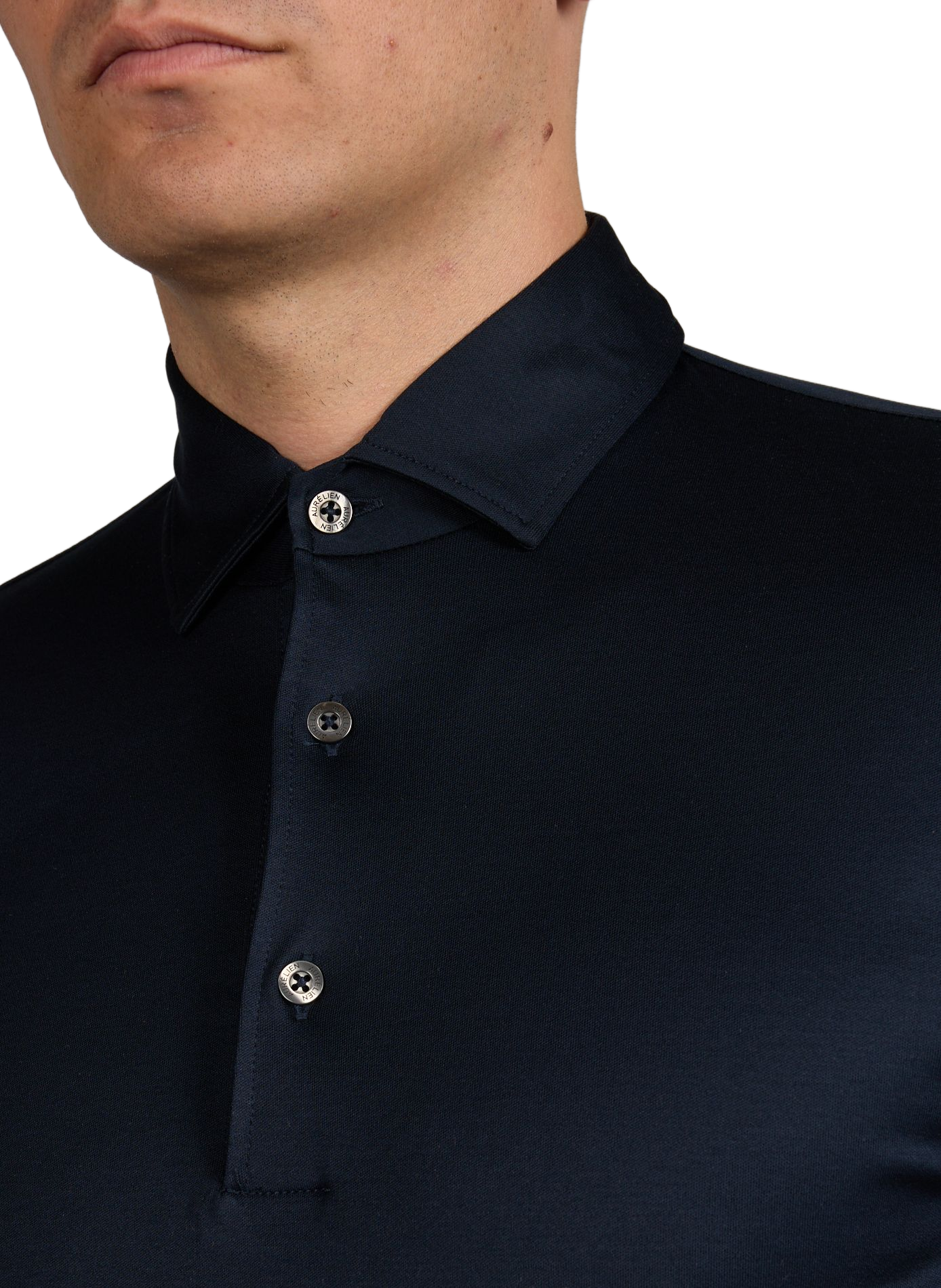 Polo a maniche lunghe in cotone AURELIEN Blu