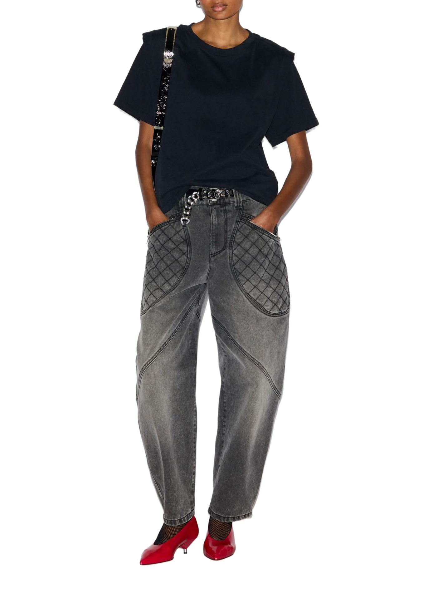 Zelitos T-shirt with plain cotton shoulder pads ISABEL MARANT Black