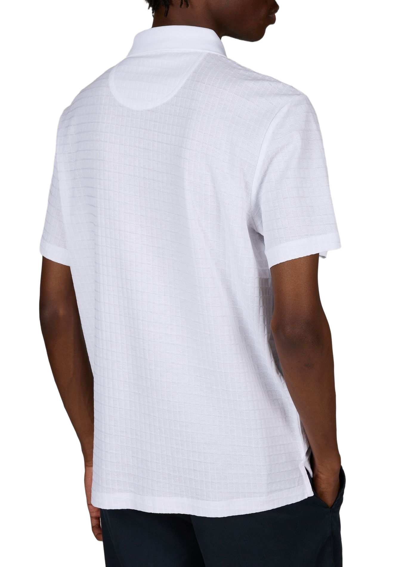Polo à motif carreau en maille de coton PIERRE CARDIN Blanc