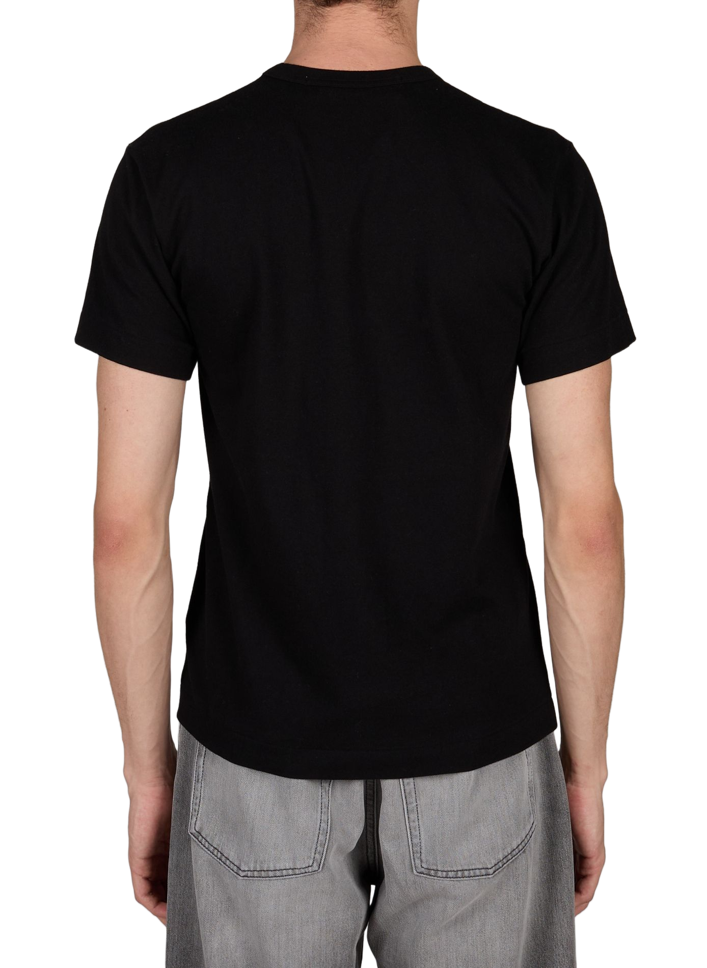 T-shirt met rechte pasvorm en hartpatch van katoen COMME DES GARCONS PLAY Zwart
