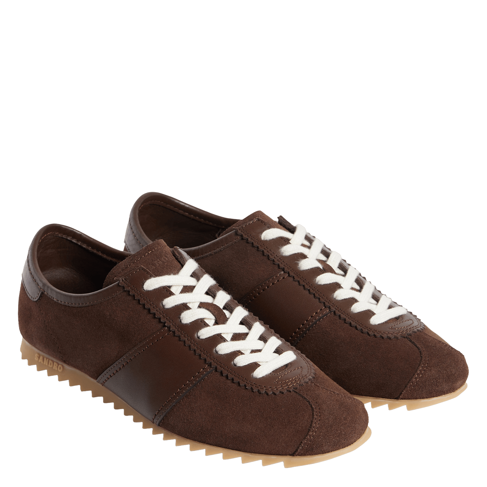 Baskets basses en cuir SANDRO Marron