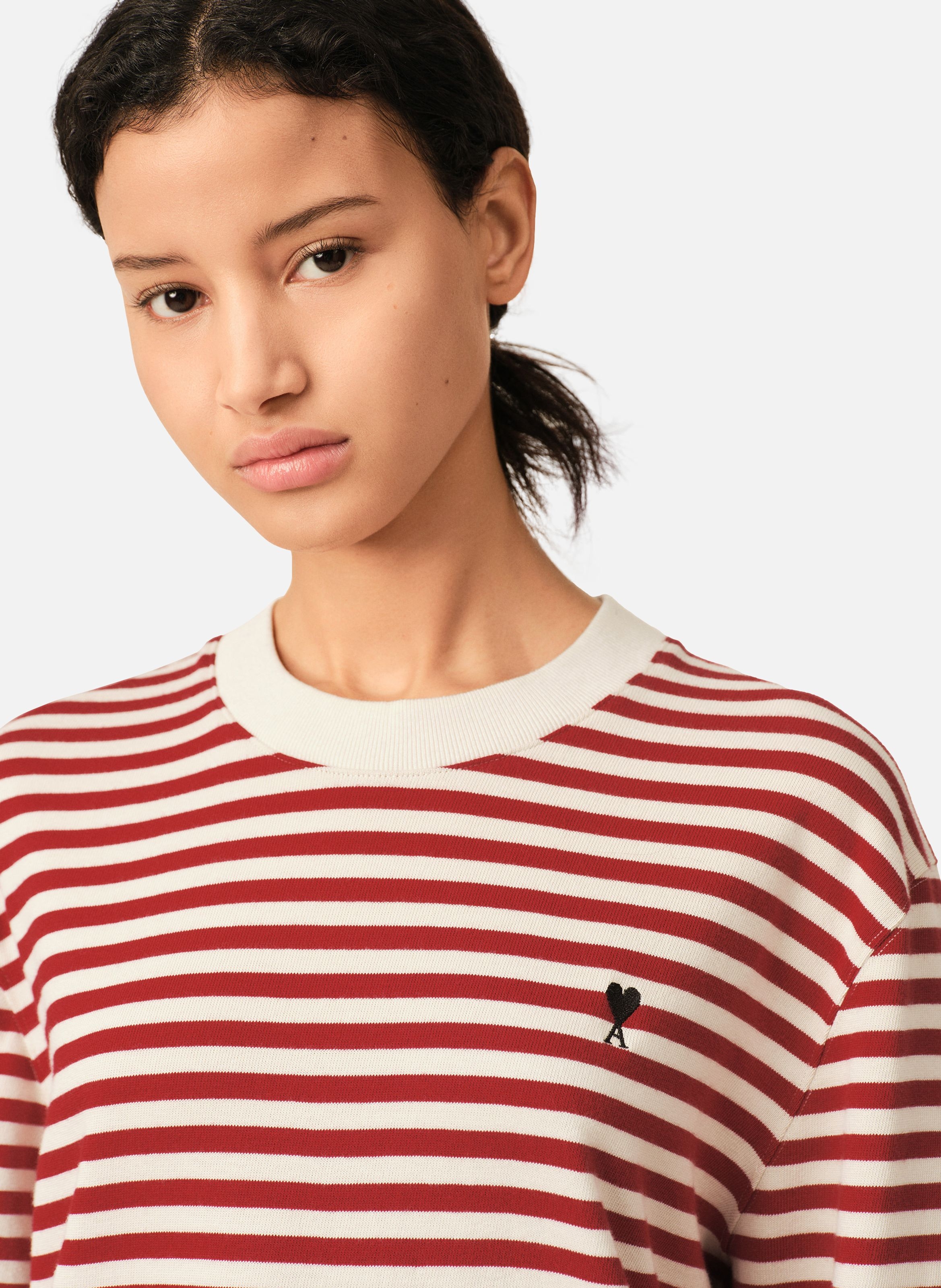 T-shirt marinière unisexe en coton ami de coeur AMI PARIS Rouge