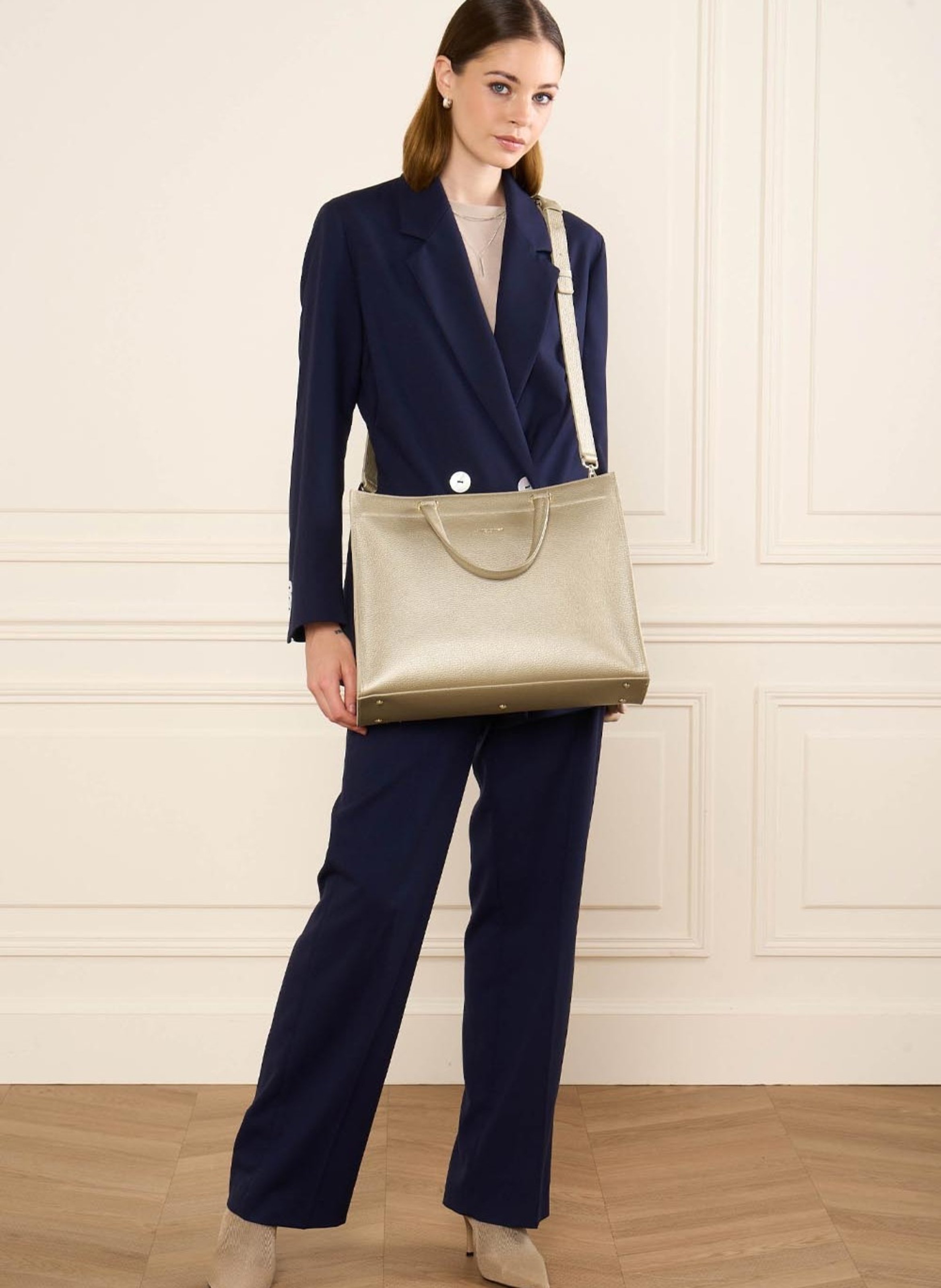 Large tote bag - foulonné double LANCASTER Golden