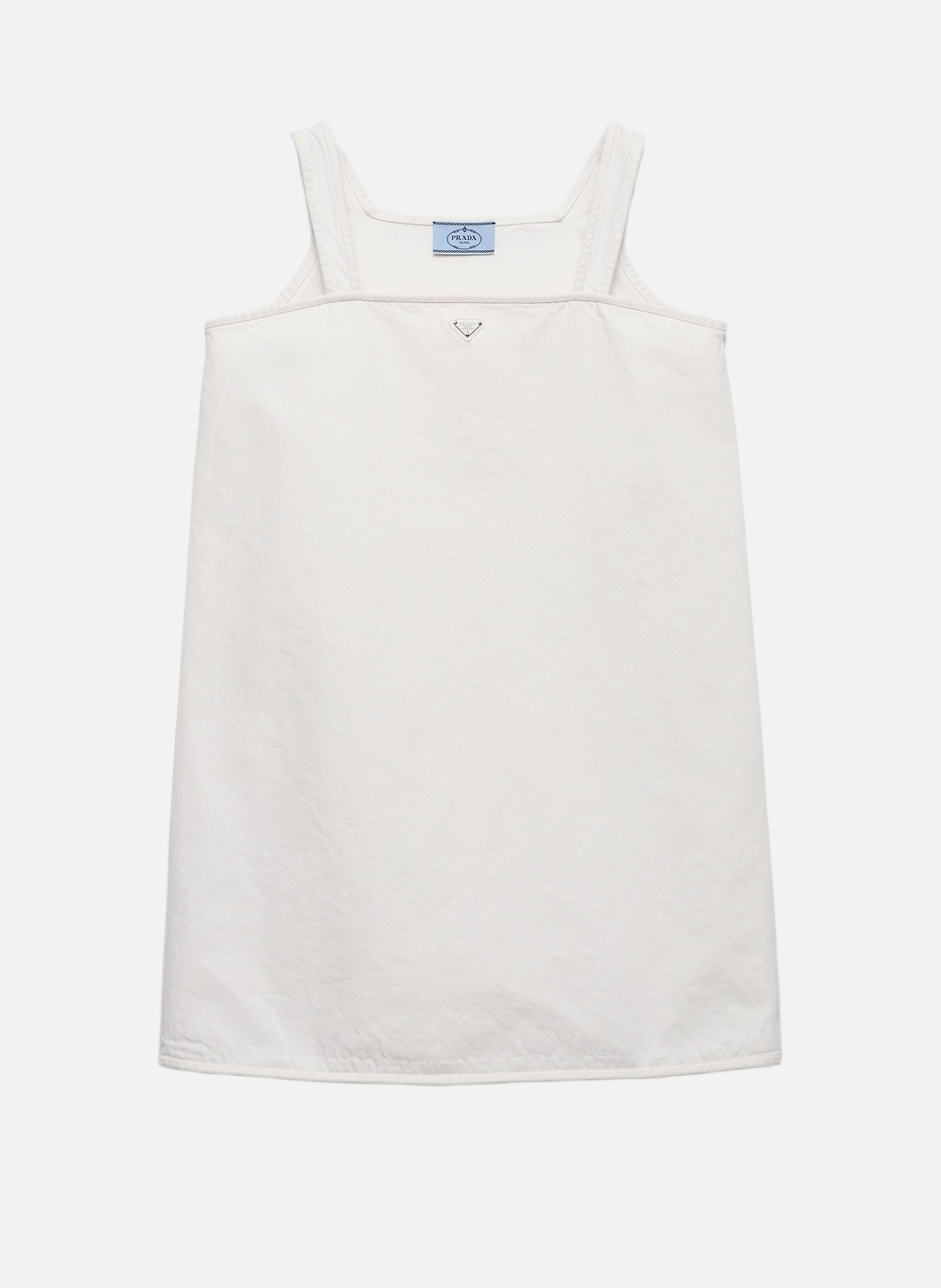 Ancienne robe courte en denim PRADA Blanc