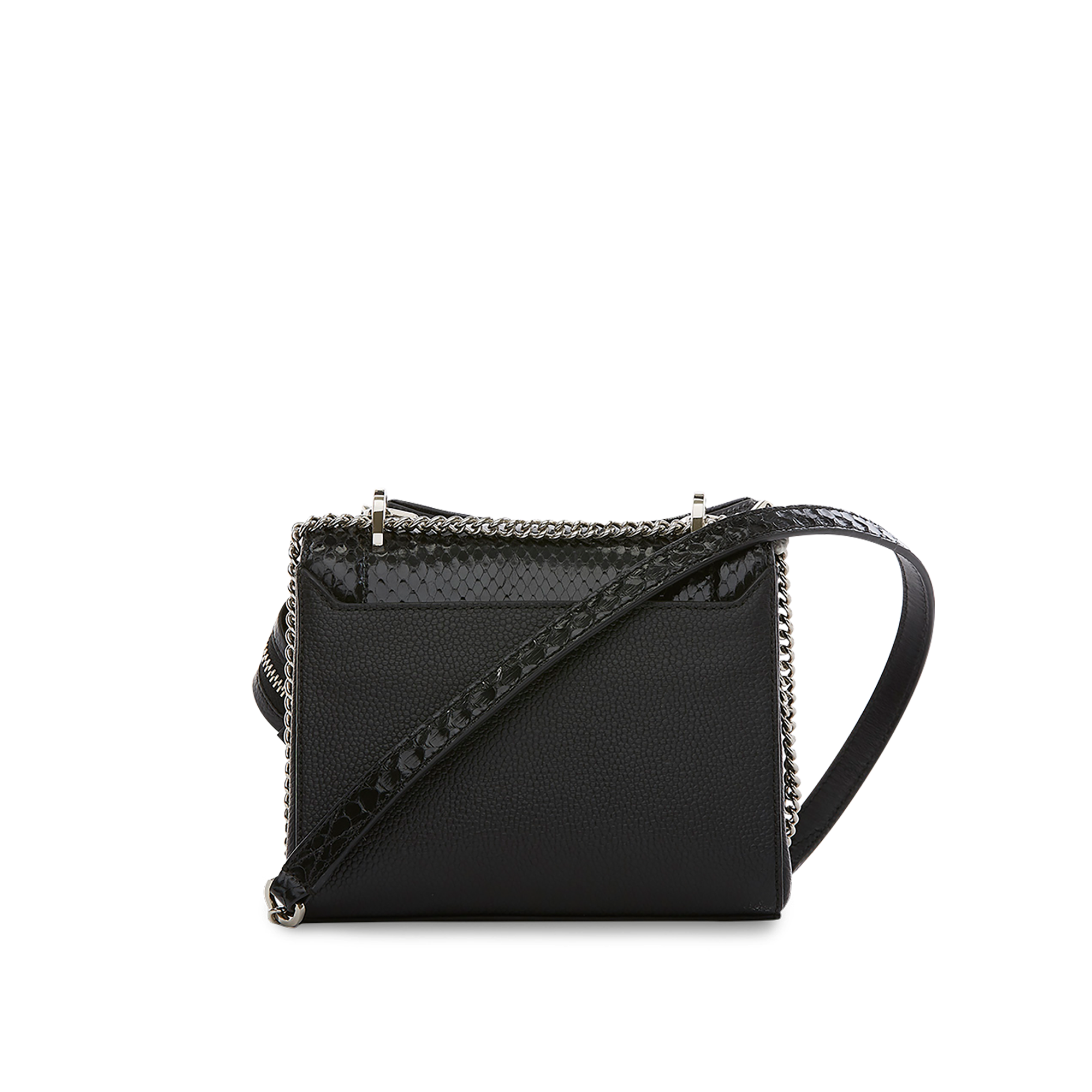 Kleine schoudertas met klep, ketting en lederen schouderband. LANCEL Zwart