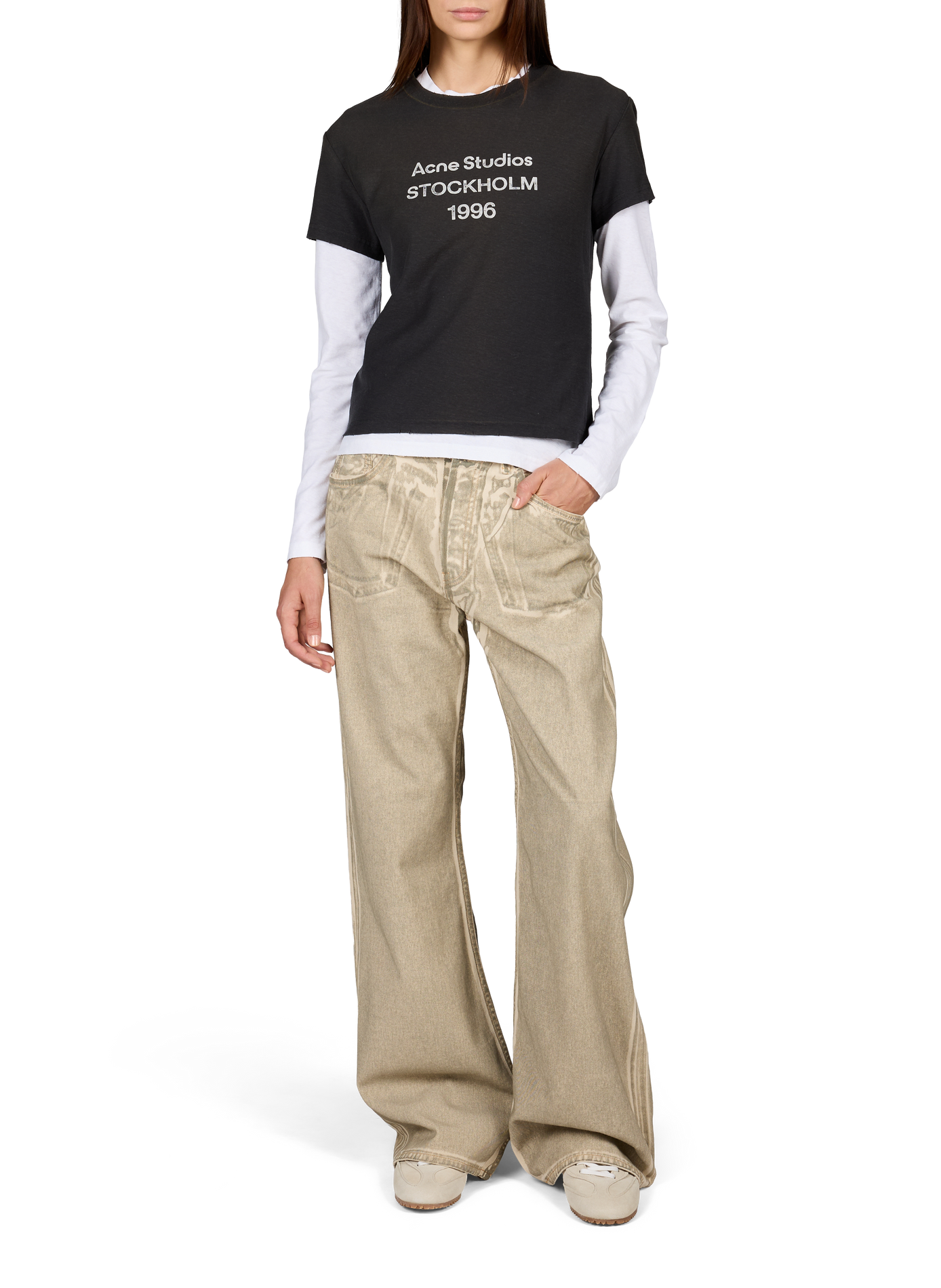 T-Shirt mit Logo aus Baumwollmischung ACNE STUDIOS Schwarz