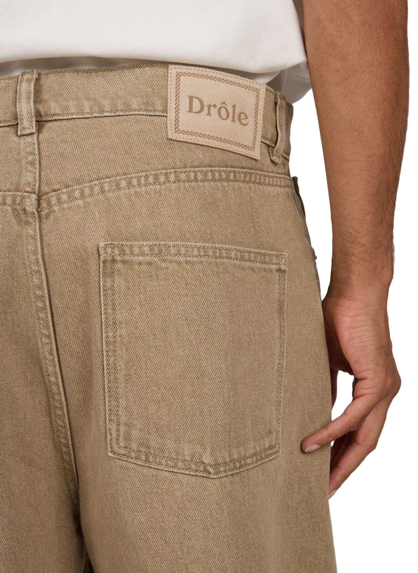 Straight leg washed denim jeans DROLE DE MONSIEUR Khaki