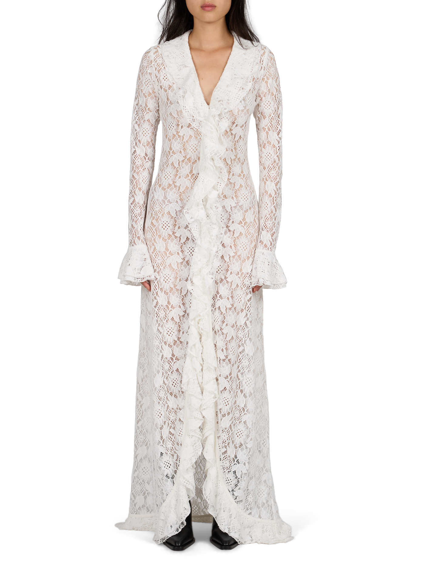Robe longue transparente en dentelle ARAKII Blanc