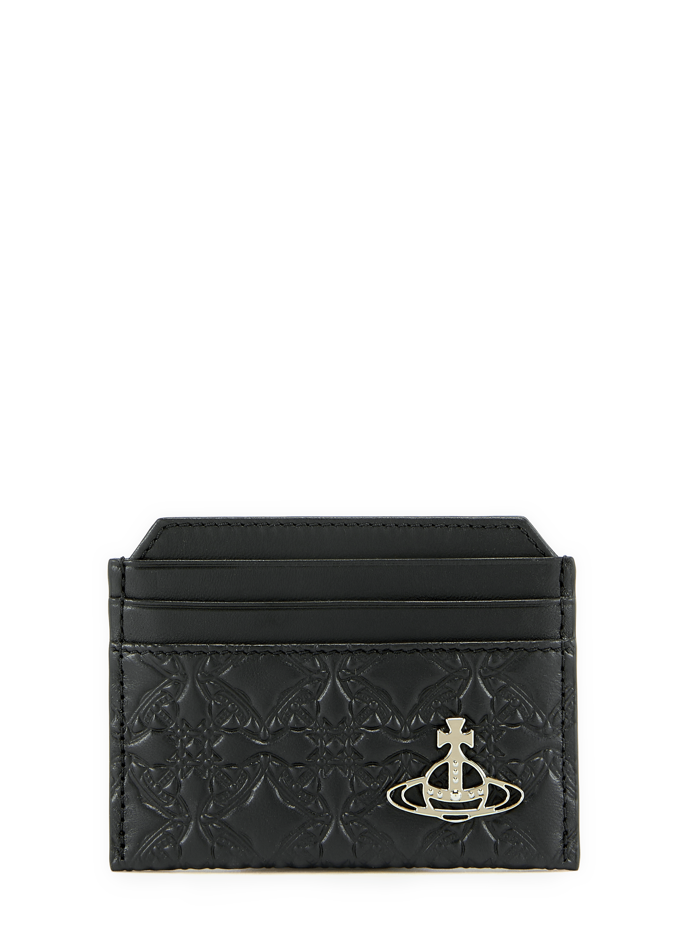 Schlanker Kartenhalter aus geprägtem Lammleder VIVIENNE WESTWOOD Schwarz