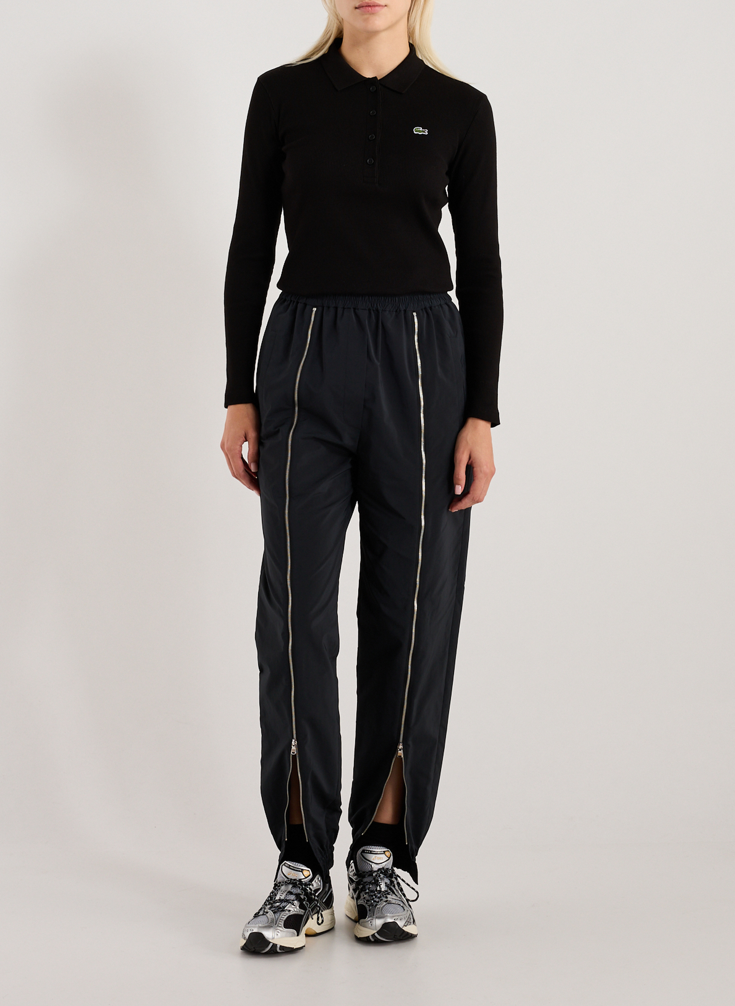 Long-sleeve cotton Polo shirt LACOSTE Black