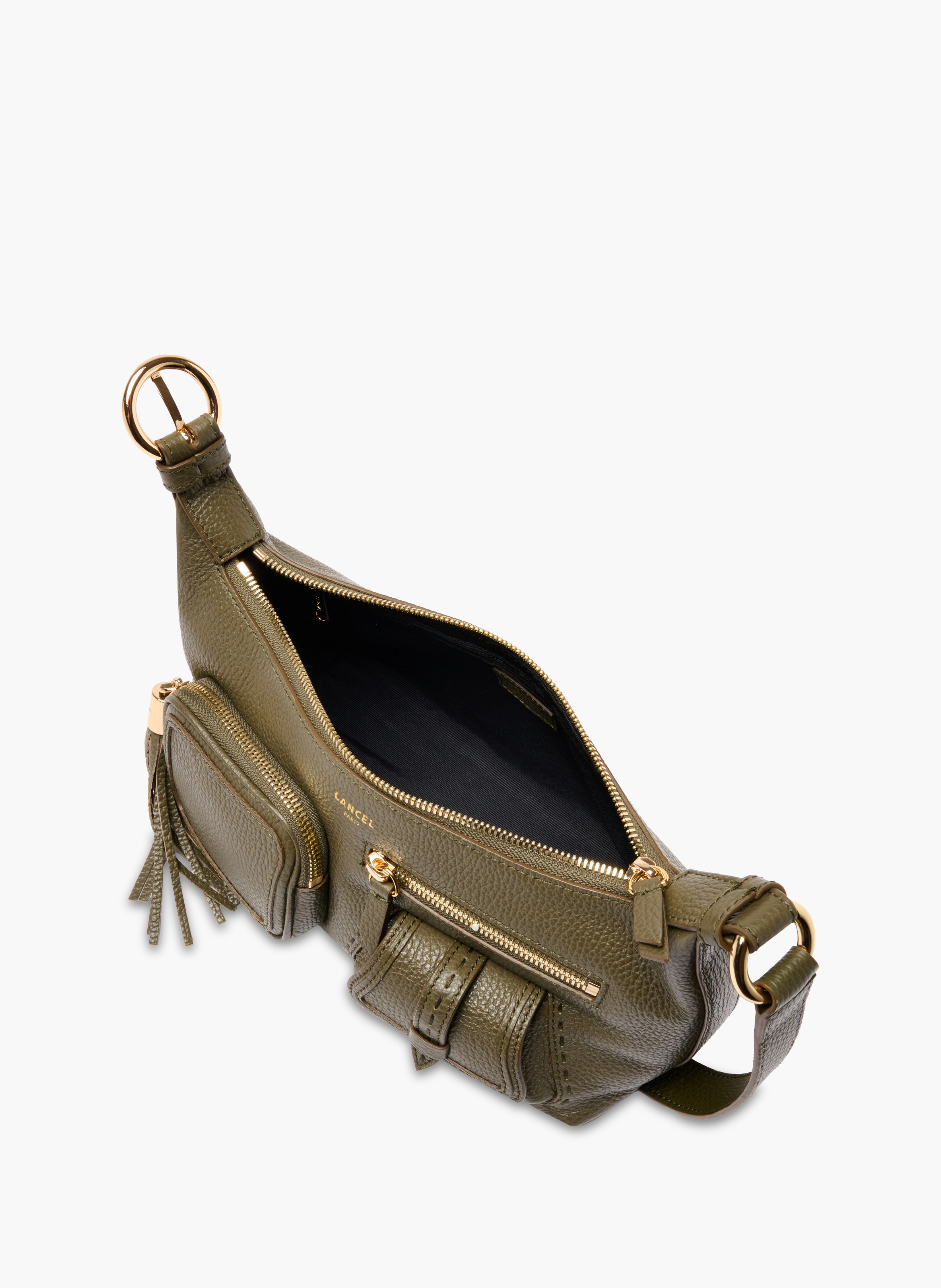 Schoudertas met ritssluiting en meerdere vakken, eerste flirt van Lancel in leer LANCEL Groen