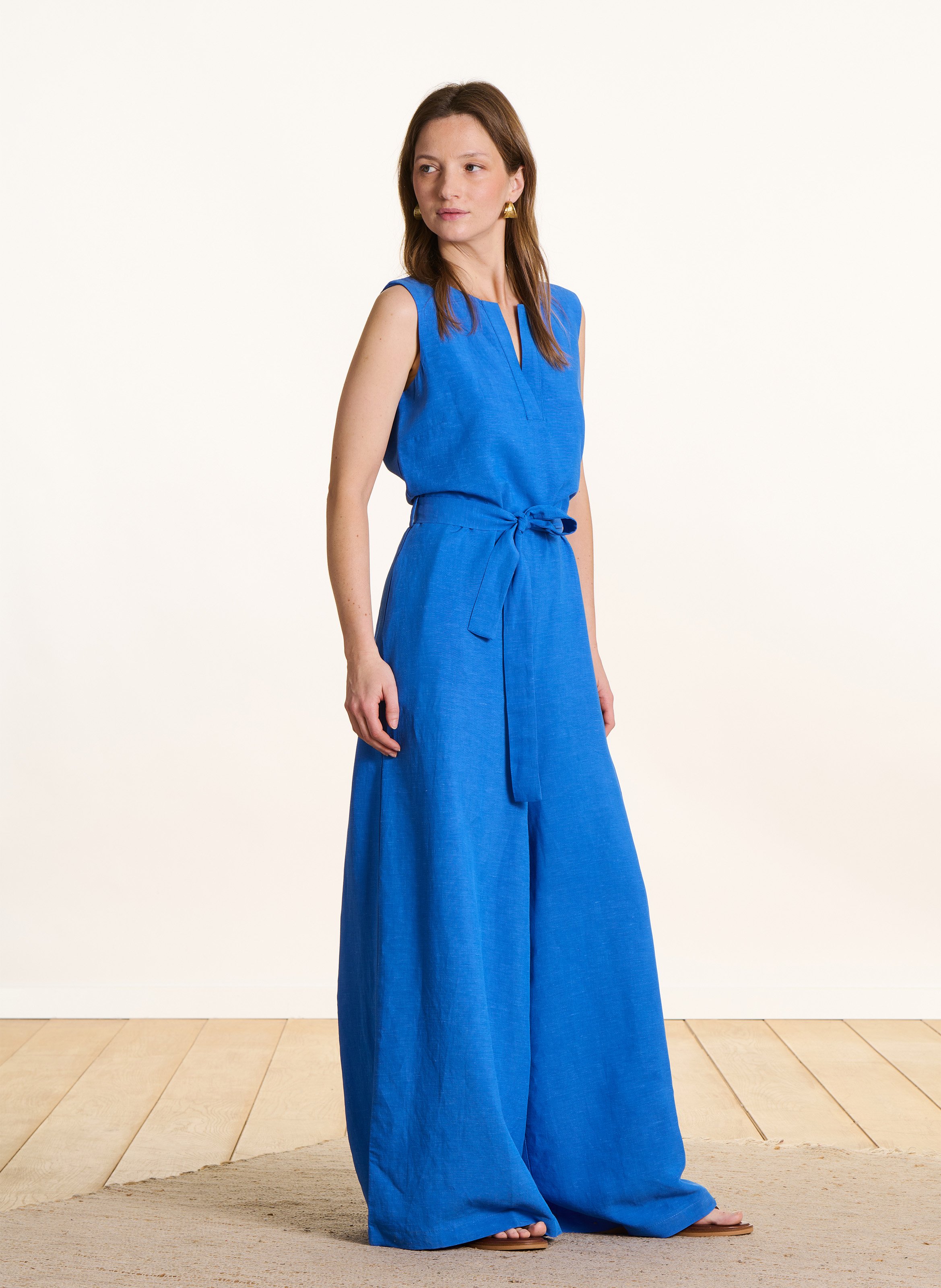 Effen jumpsuit met wijde pijpen LA FEE MARABOUTEE Blauw