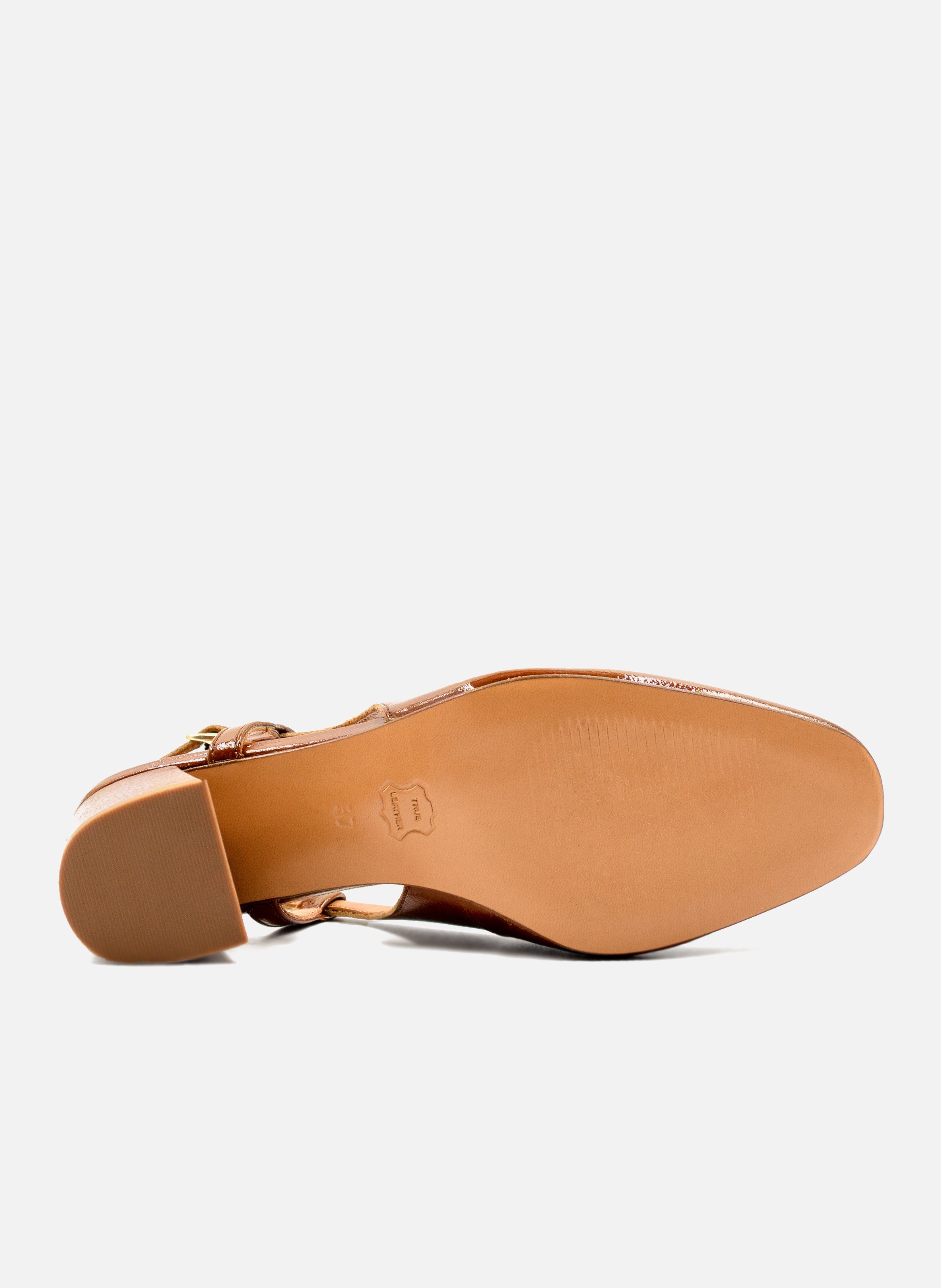 Escarpins slingback cuir vernis JULES & JENN Marron