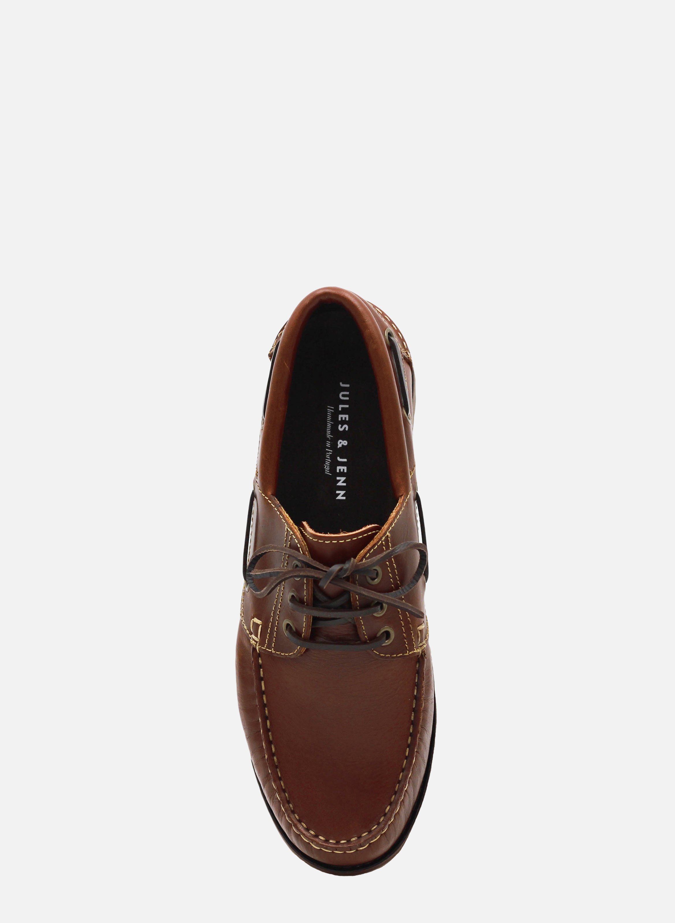 Bateau crampons cuir lisse JULES & JENN Marron