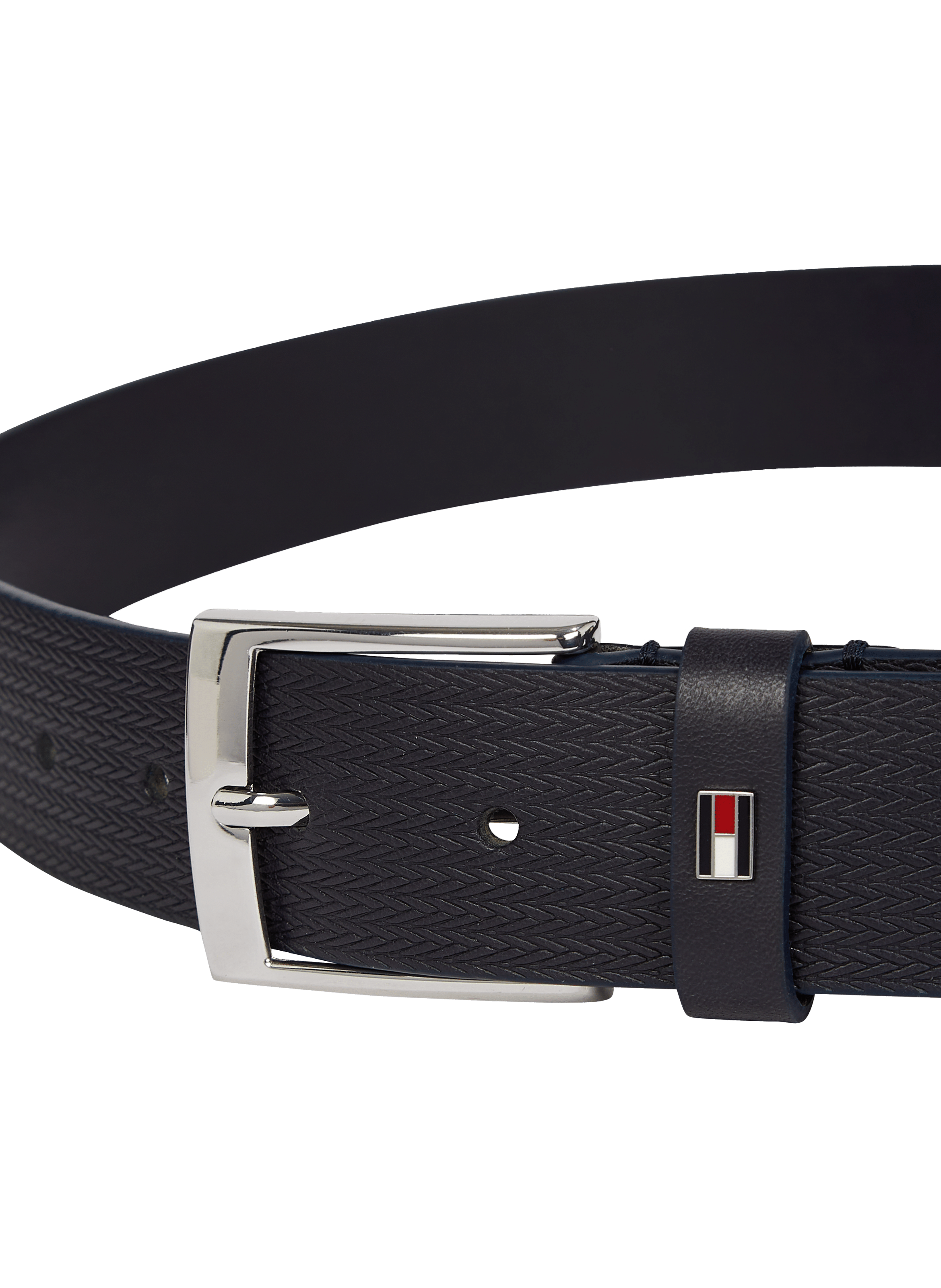 Chevron leather belt TOMMY HILFIGER Blue