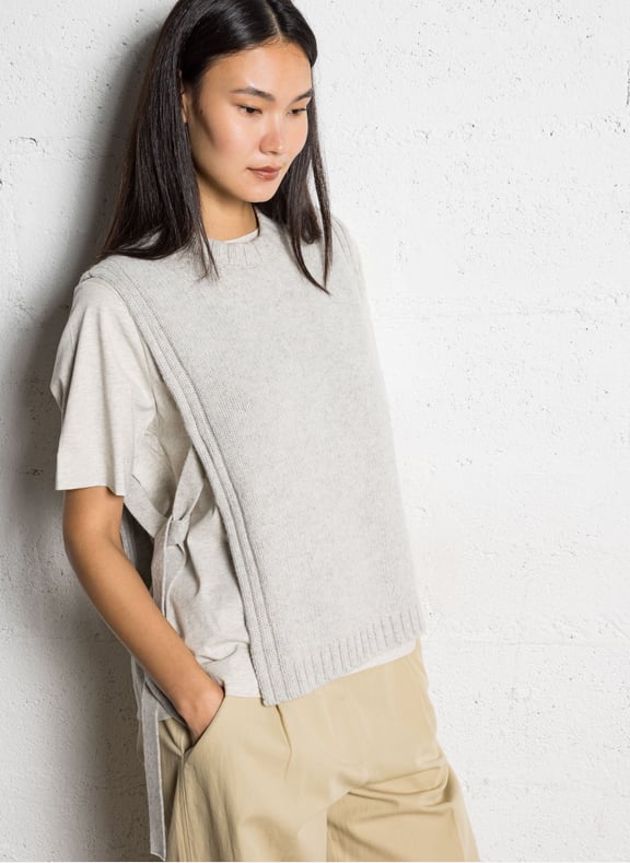 Plastron col rond en laine uzel Gris by SOEUR SOEUR Plastron col rond en laine uzel Gris