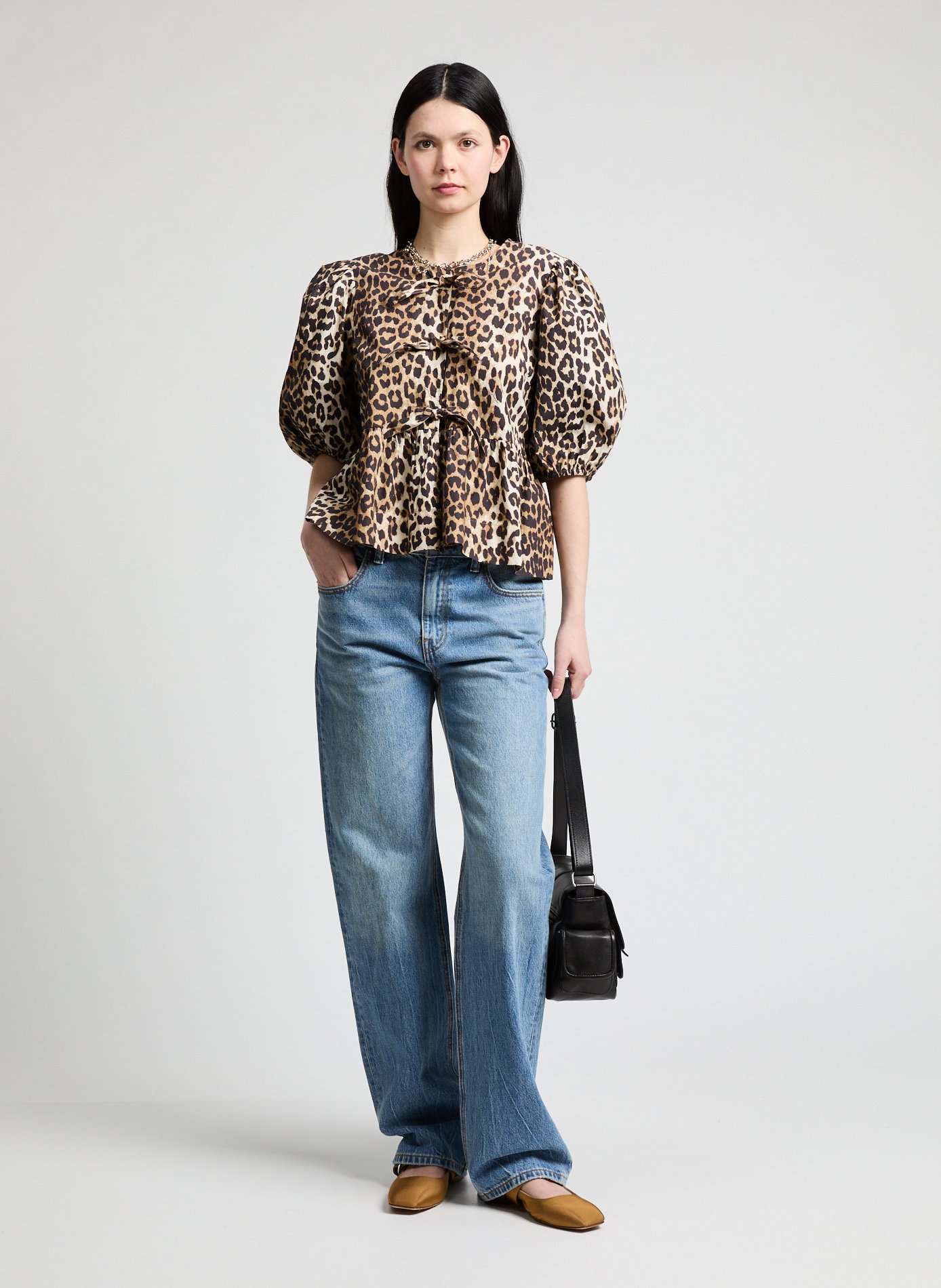 Leopard print top GANNI Multicolour