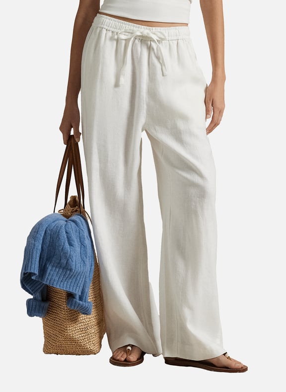 Linen pull-on boyfriend trousers White by POLO RALPH LAUREN POLO RALPH LAUREN Linen pull-on boyfriend trousers White