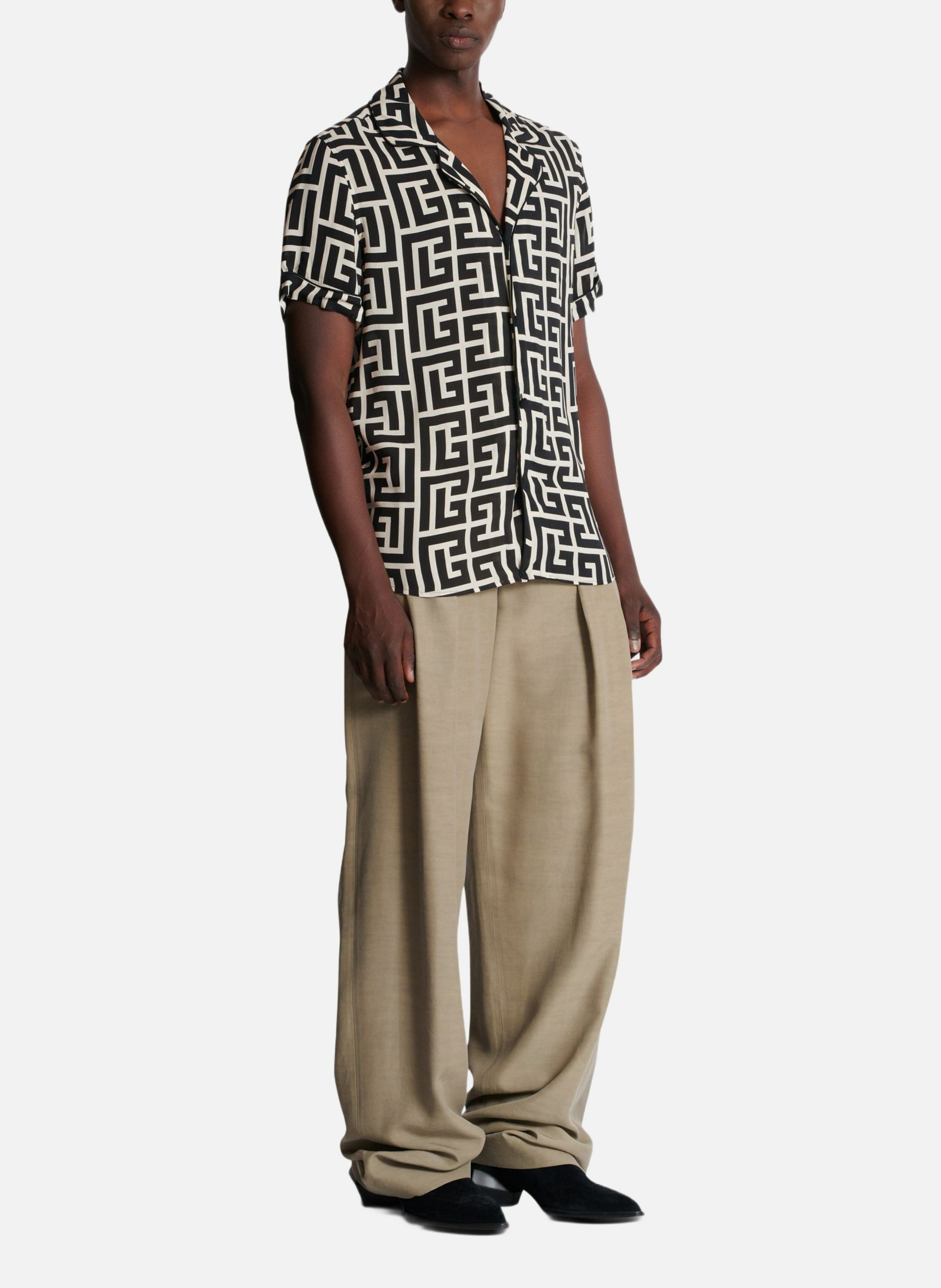 Chemisette imprimé monogramme BALMAIN Noir