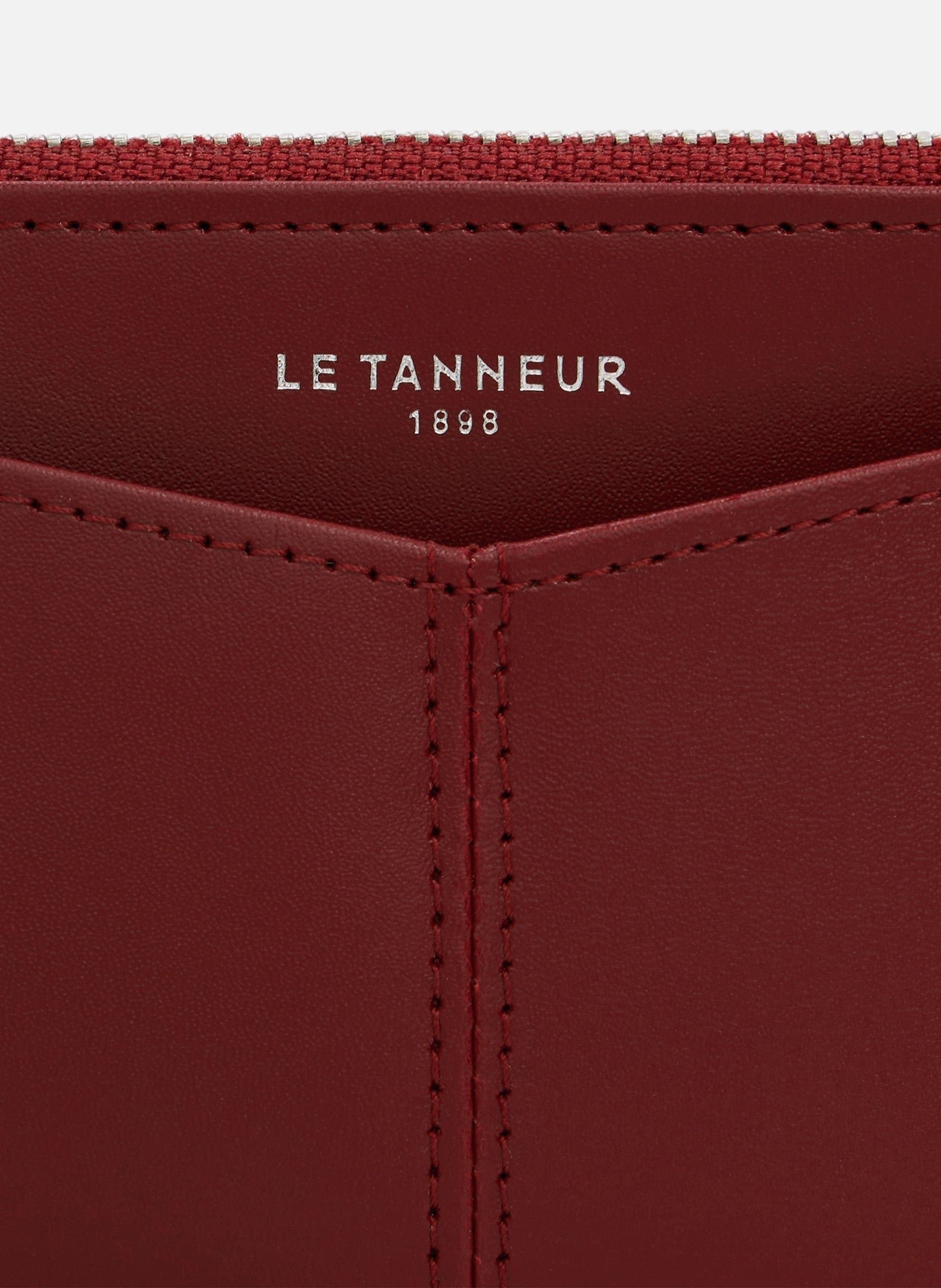 Étui clés zippé charlotte en cuir lisse LE TANNEUR Rouge
