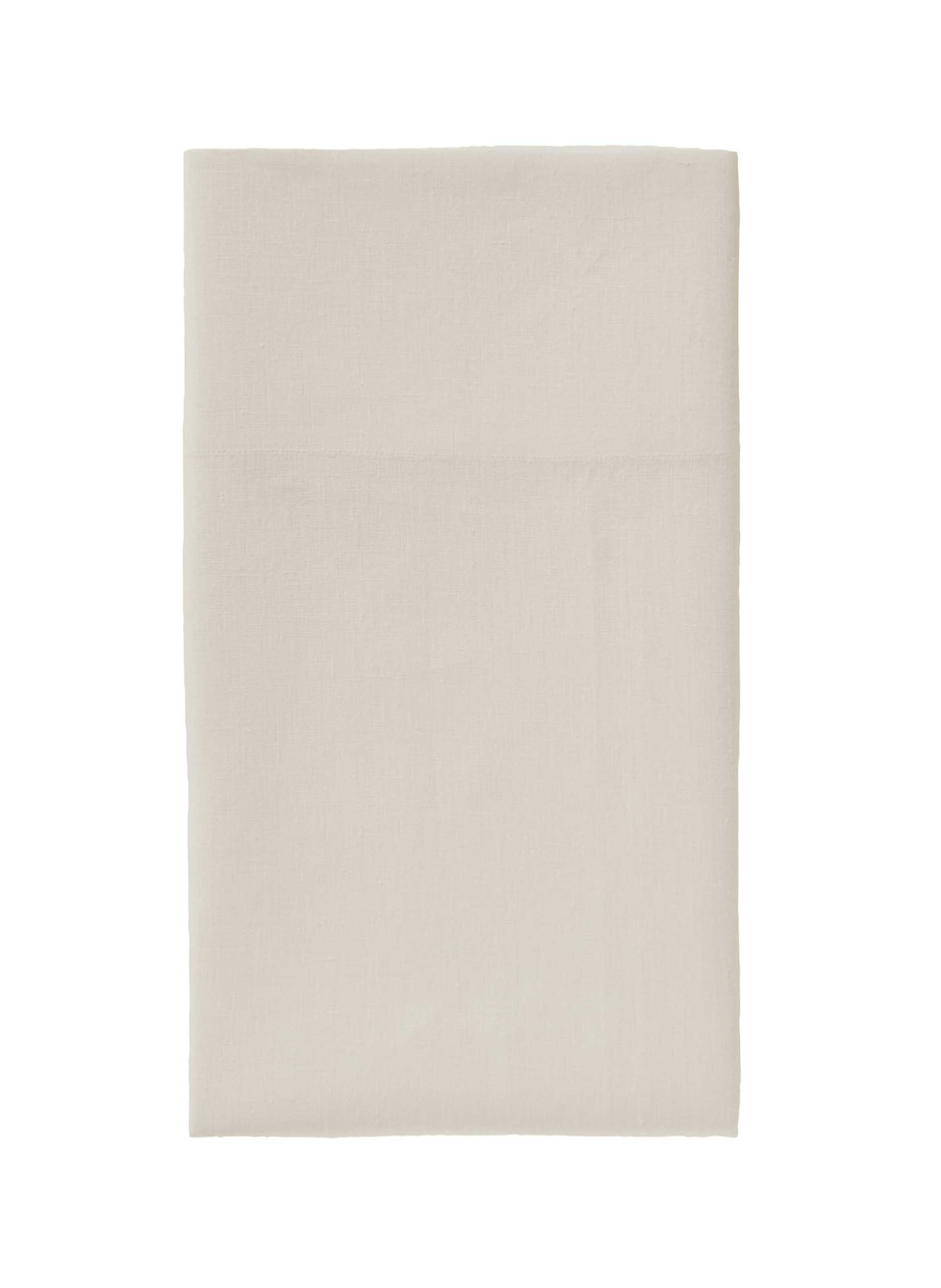 Drap plat uni en lin lavé, nouvelle vague  Beige naturel