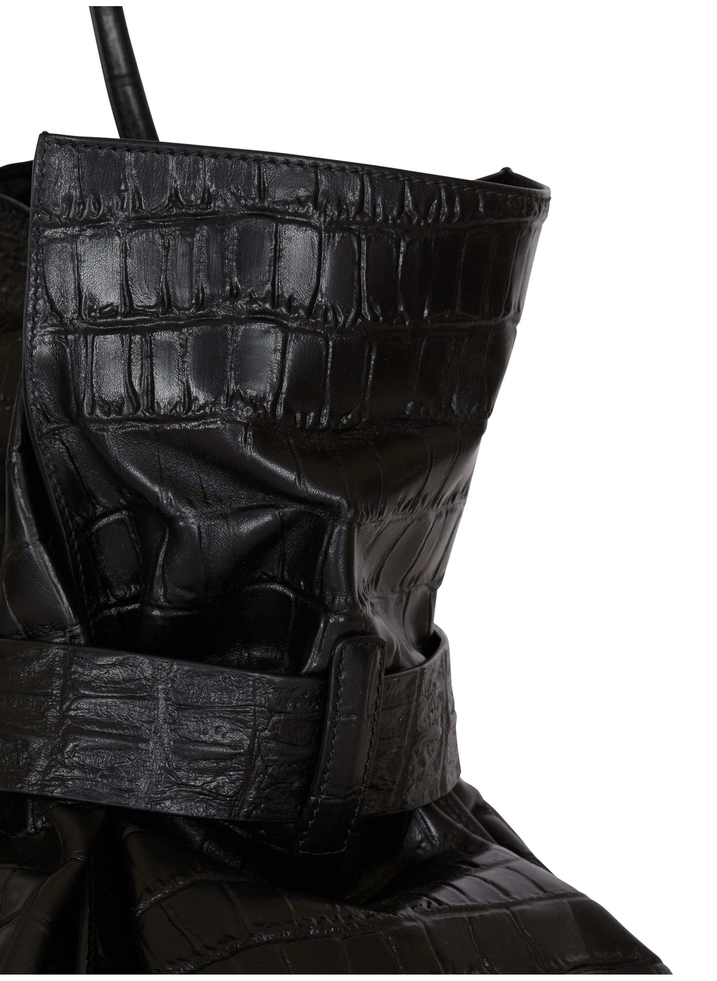Sac anthem xl en cuir de veau embossé effet croco BALMAIN Noir