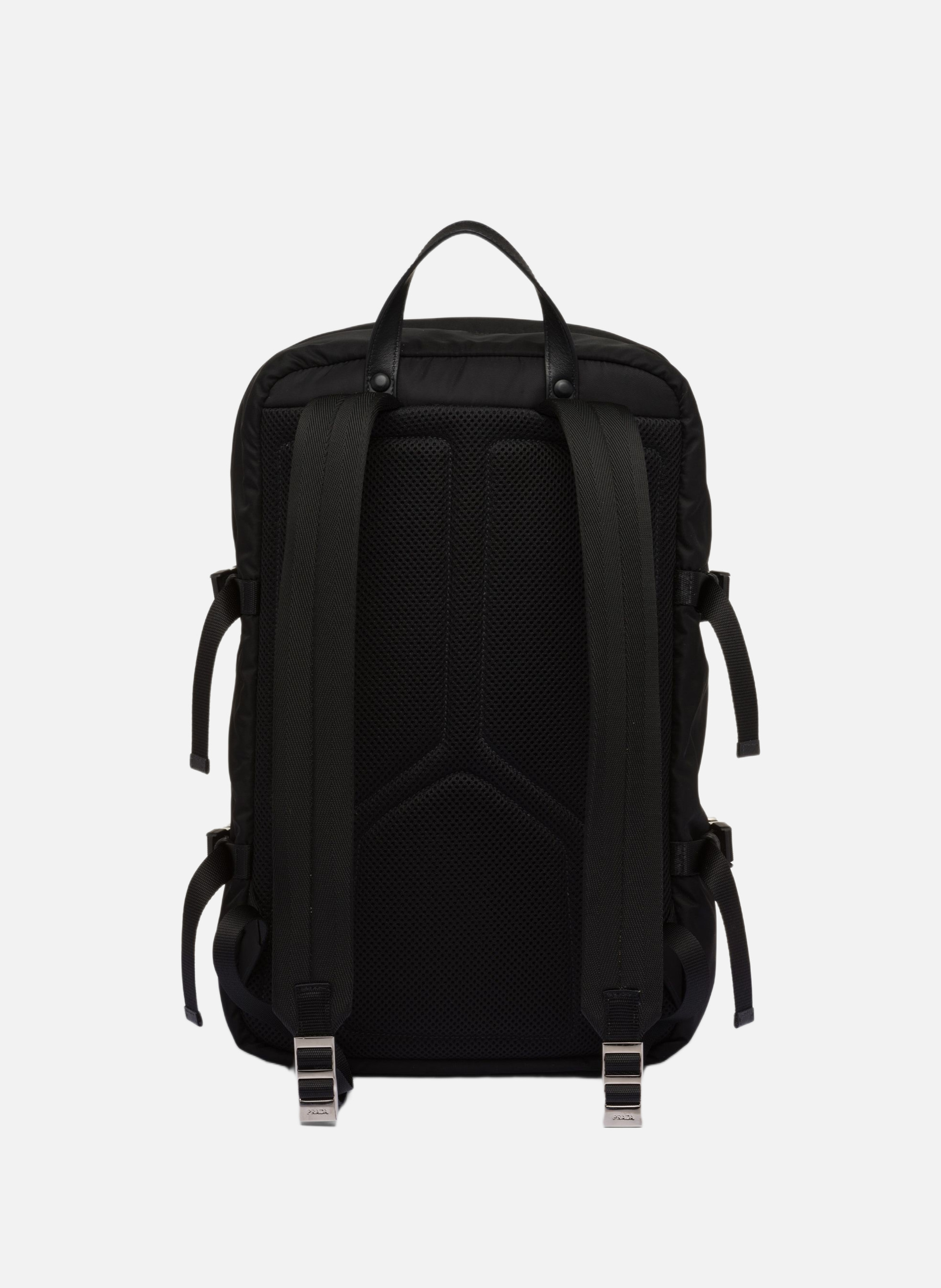 Sac à dos en re-nylon et cuir saffiano PRADA Noir