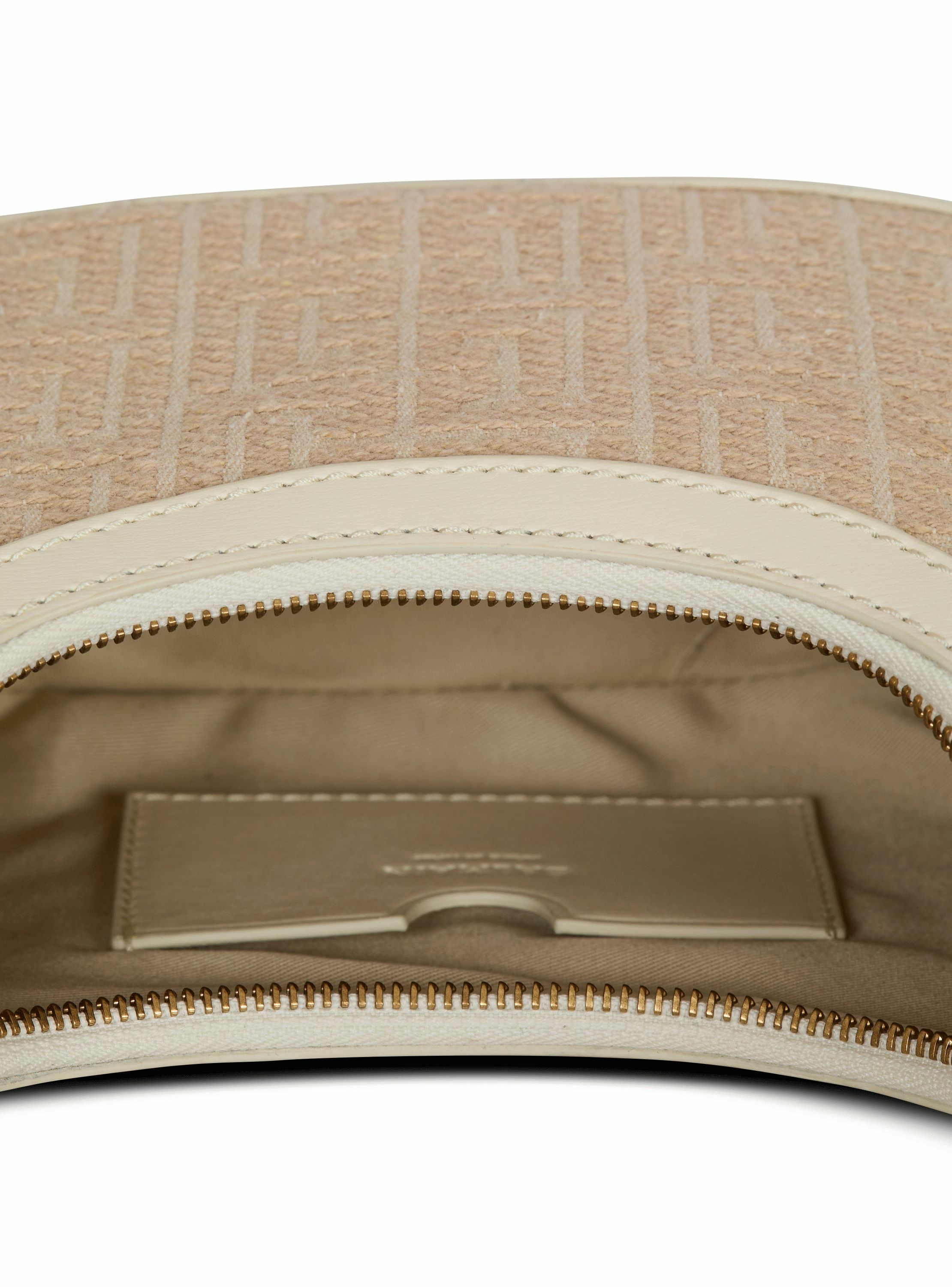 Sac b-army shoulder en toile jacquard monogrammée et cuir BALMAIN Beige