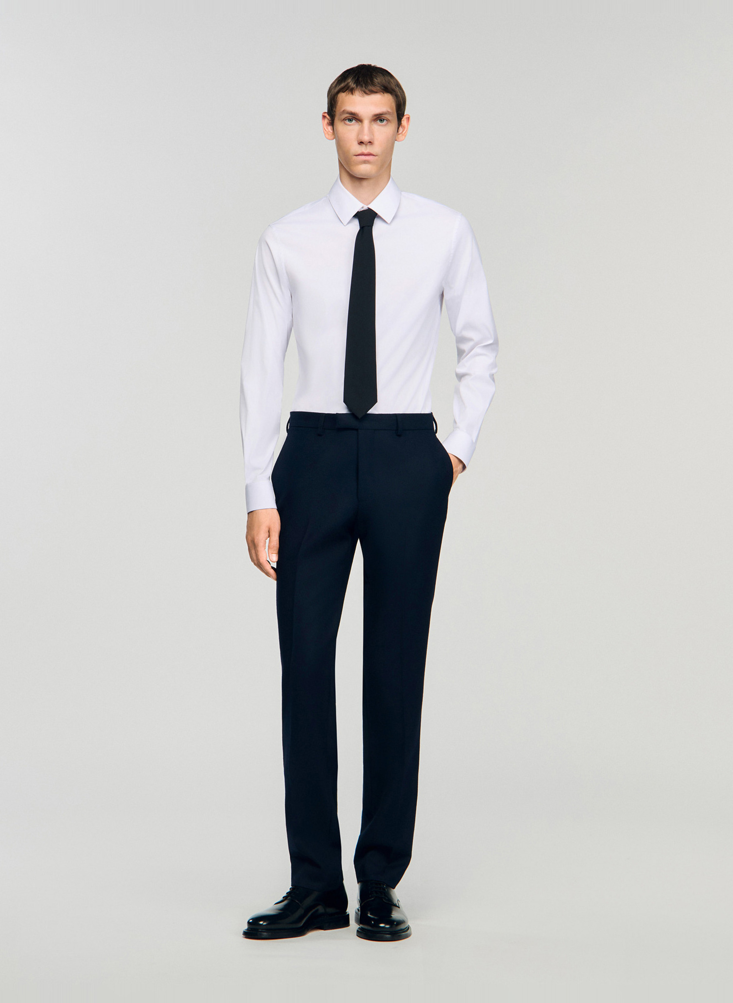 Pantalon à pinces en laine SANDRO Bleu