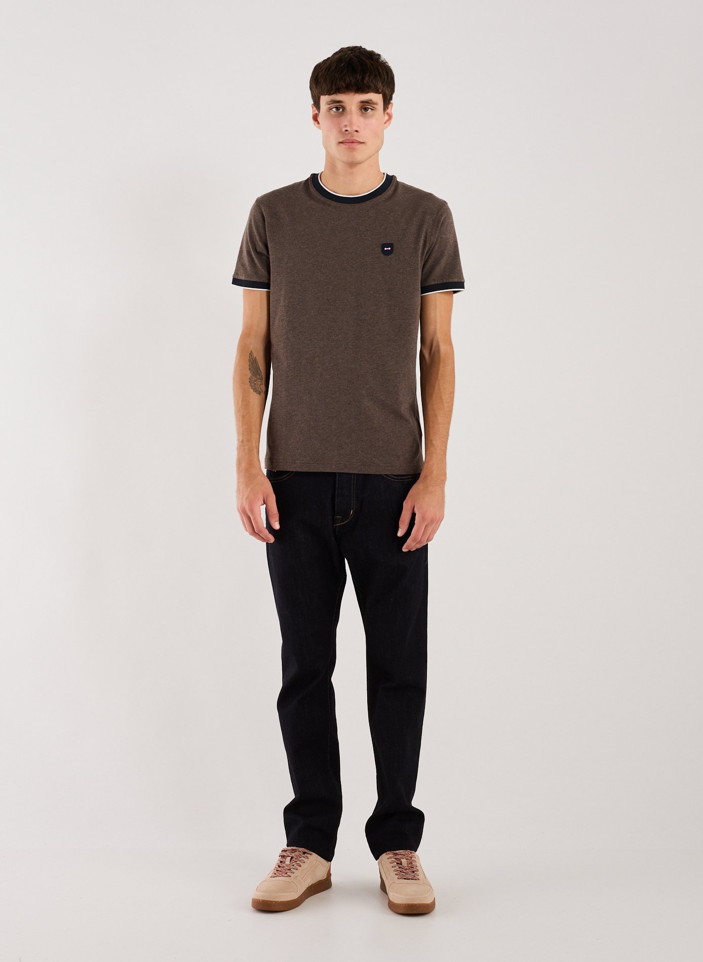 T-shirt uni en coton mélangé EDEN PARK Marron