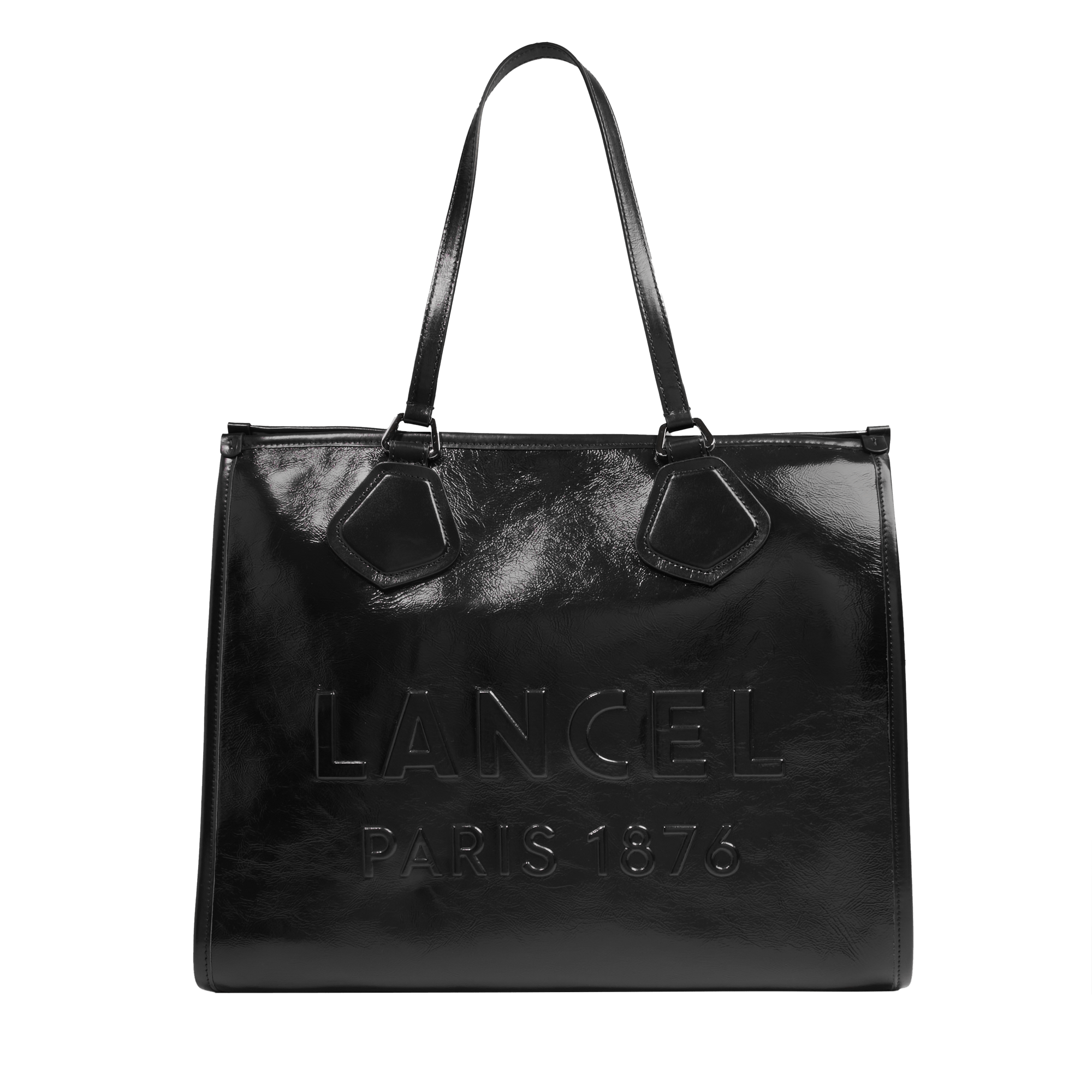 Sac cabas zippé l lancel tote en cuir LANCEL Noir