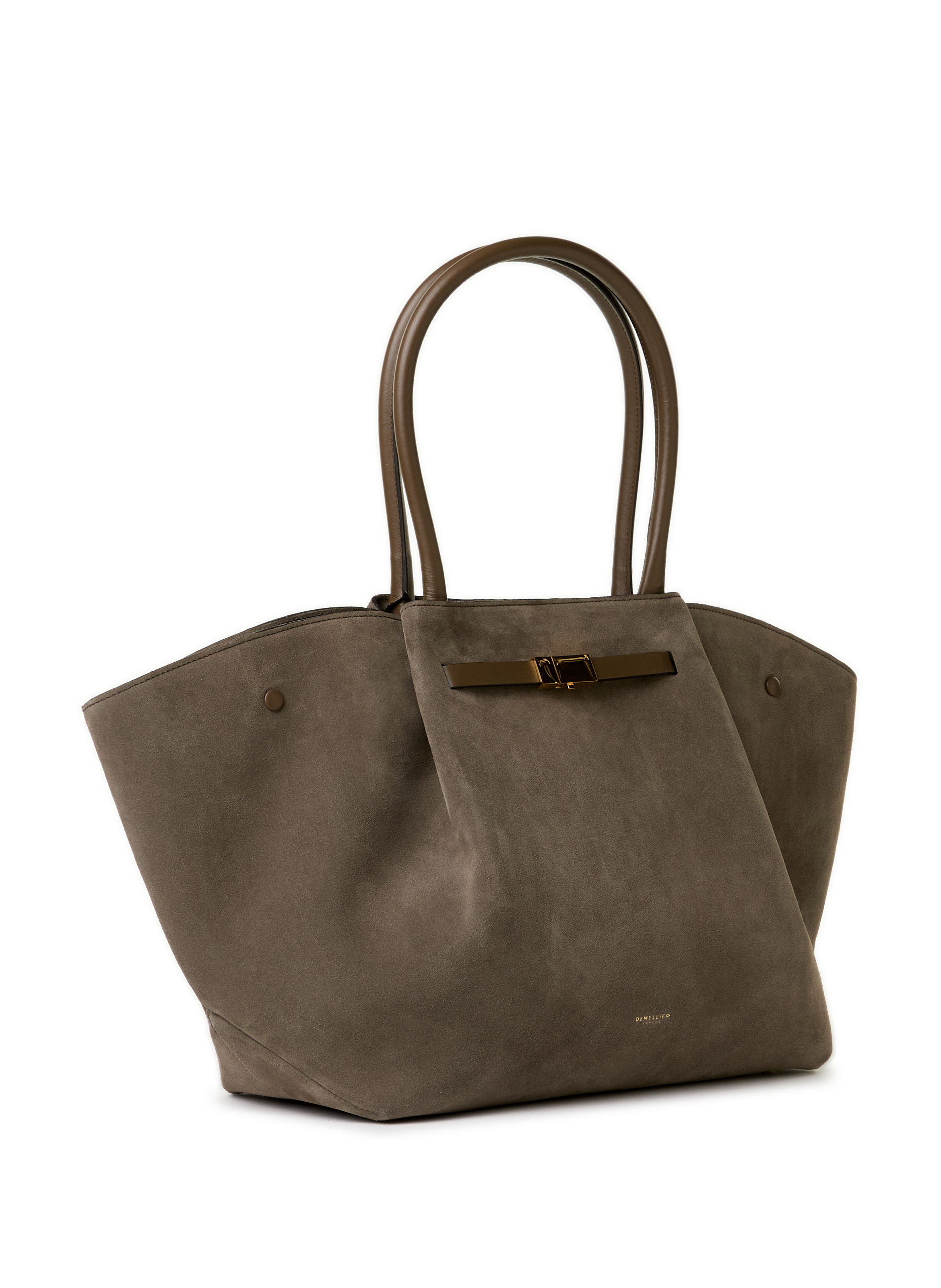 New York grained leather handbag DEMELLIER LONDON Grey