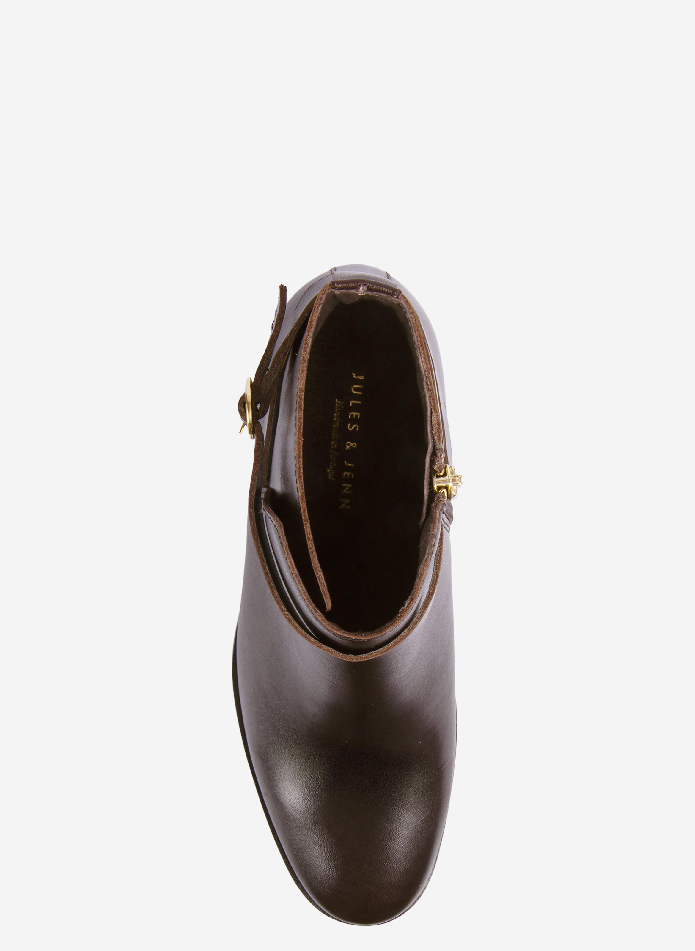 Bottines cavalières plates cuir lisse JULES & JENN Marron