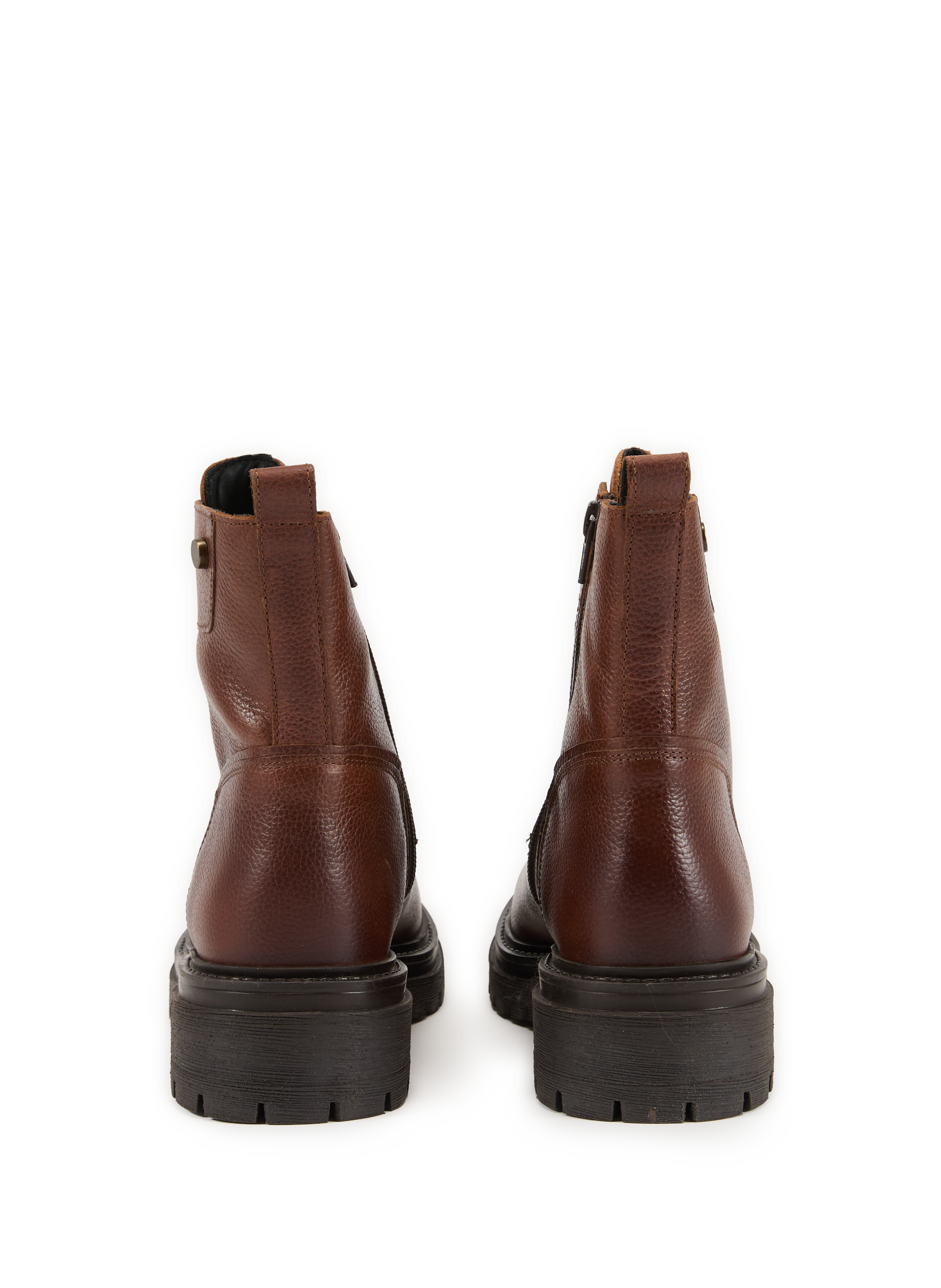 Bottines crantées à lacets en cuir GEOX Marron