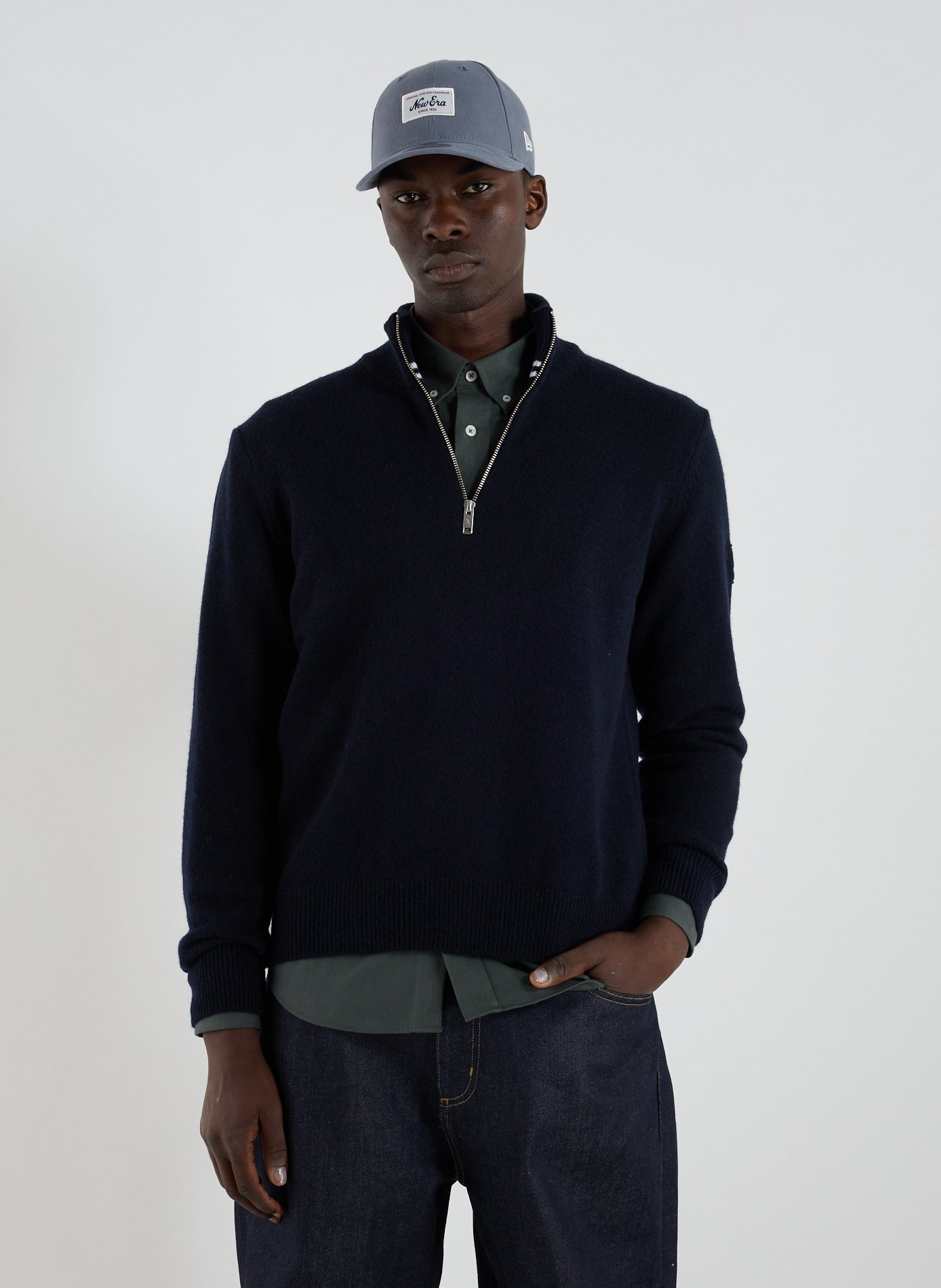 AIGLE Wool zip-neck jumper Blue