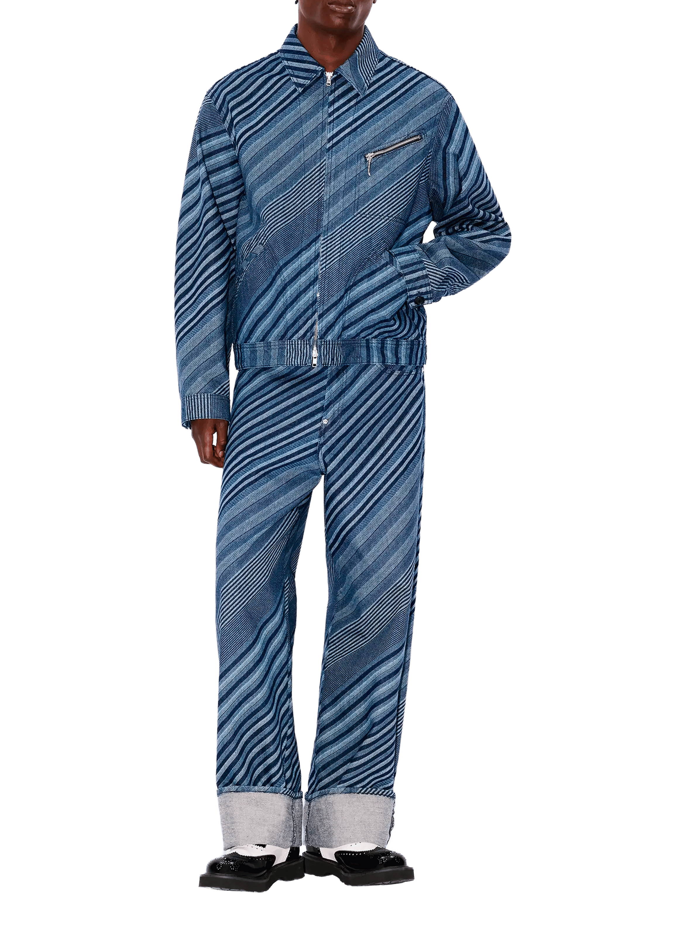 Striped denim jacket KENZO Blue