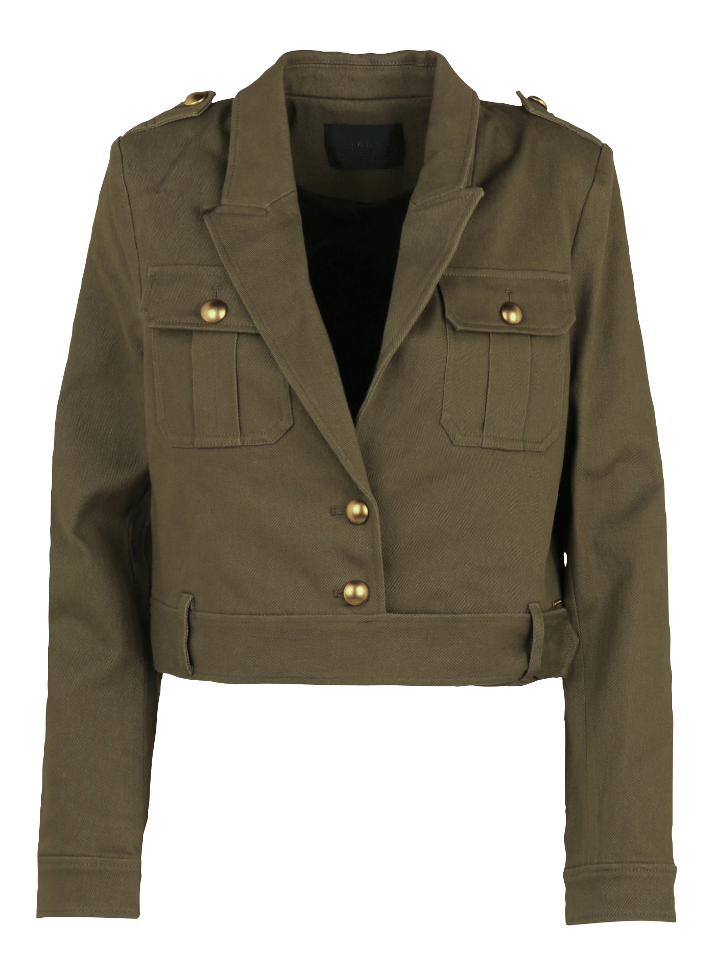 Veste droite col tailleur en coton méangé IKKS Kaki