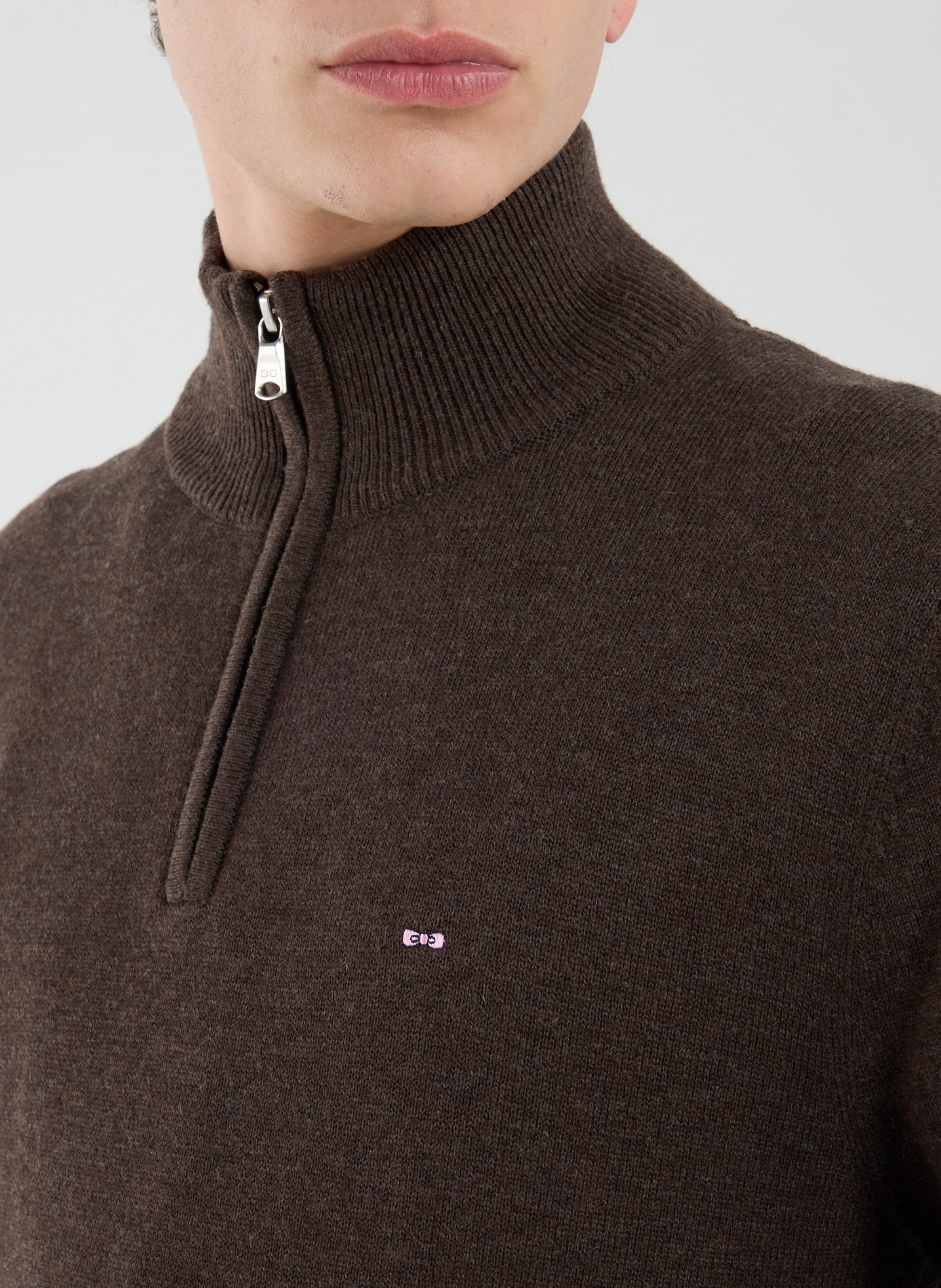 Wool and cotton zip-up sweater EDEN PARK Brown