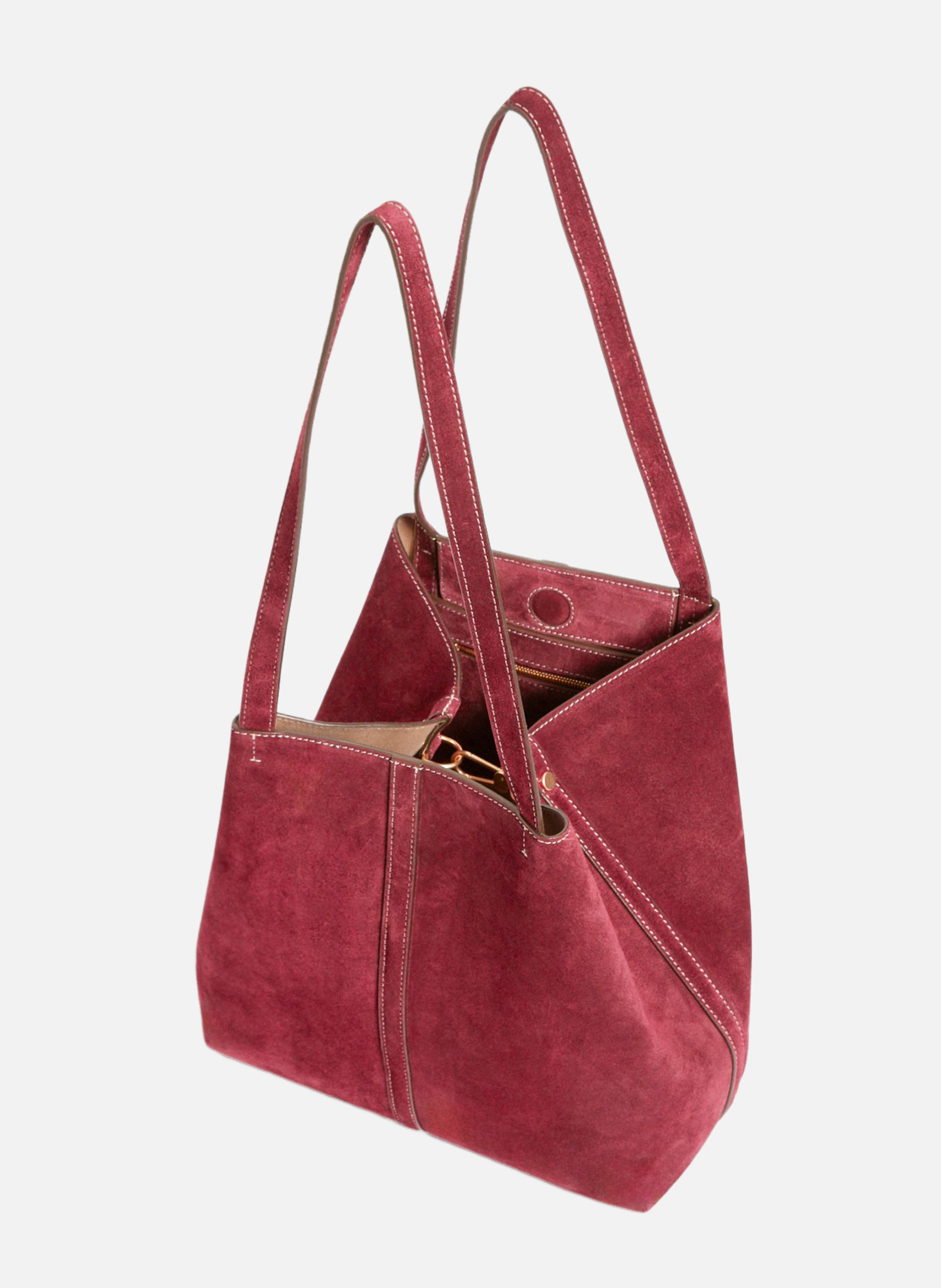 Petit cabas daily en cuir velours VANESSA BRUNO Rouge