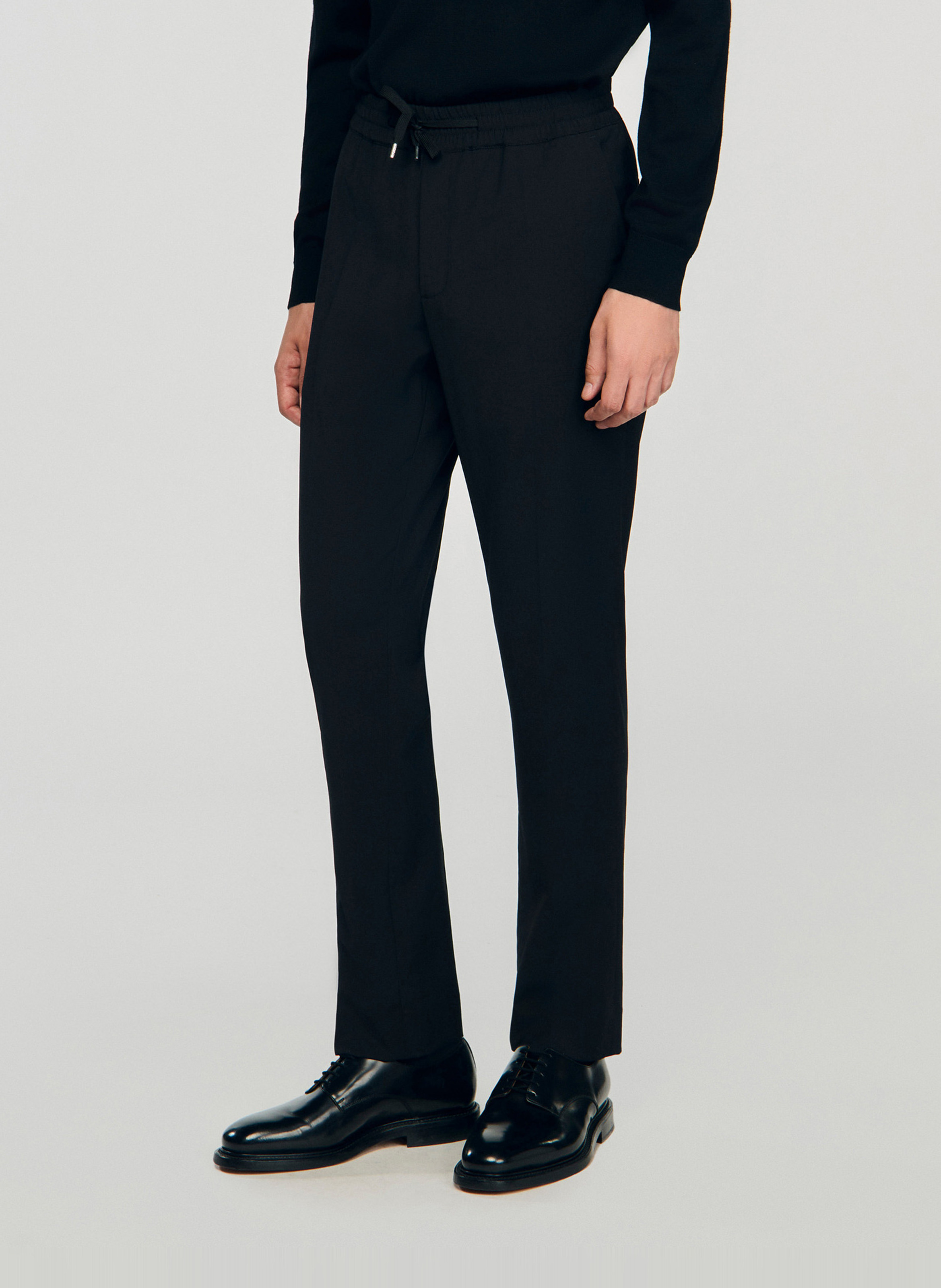 Pantalon droit élastiqué SANDRO Noir