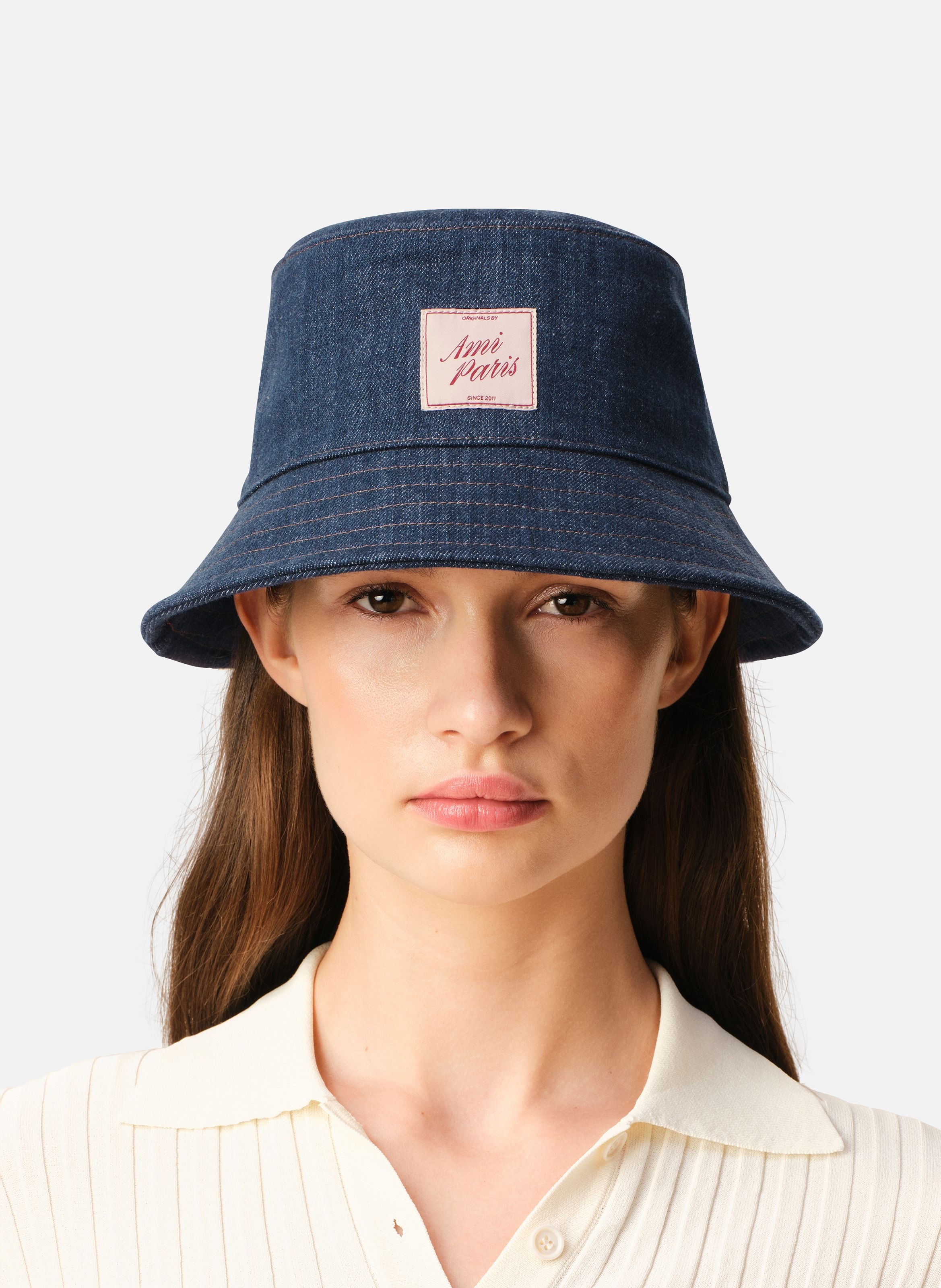 Bob denim empiècement ami paris héritage unisexe en coton AMI PARIS Bleu