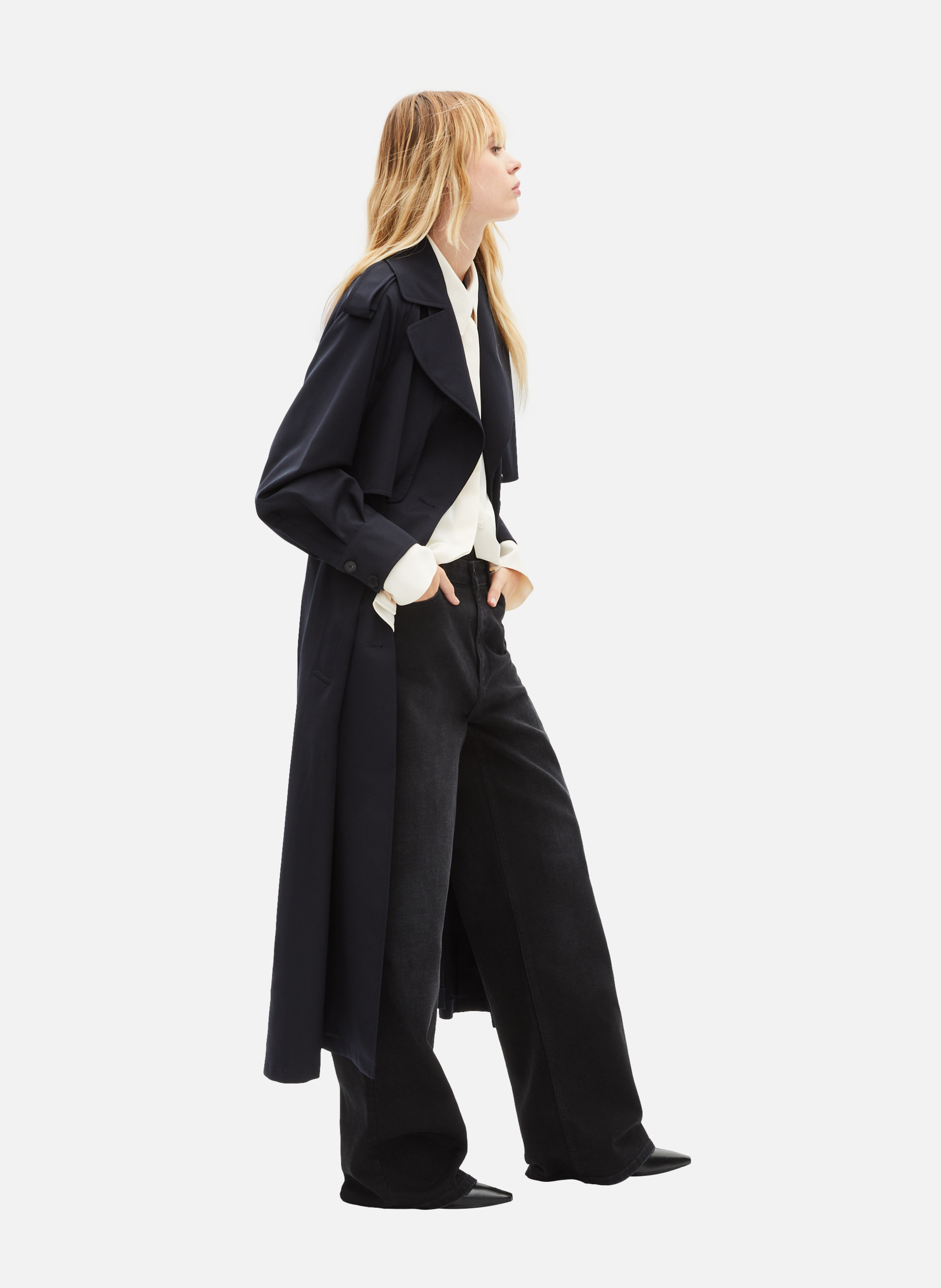 Trench fluide en laine mélangée THE KOOPLES Bleu