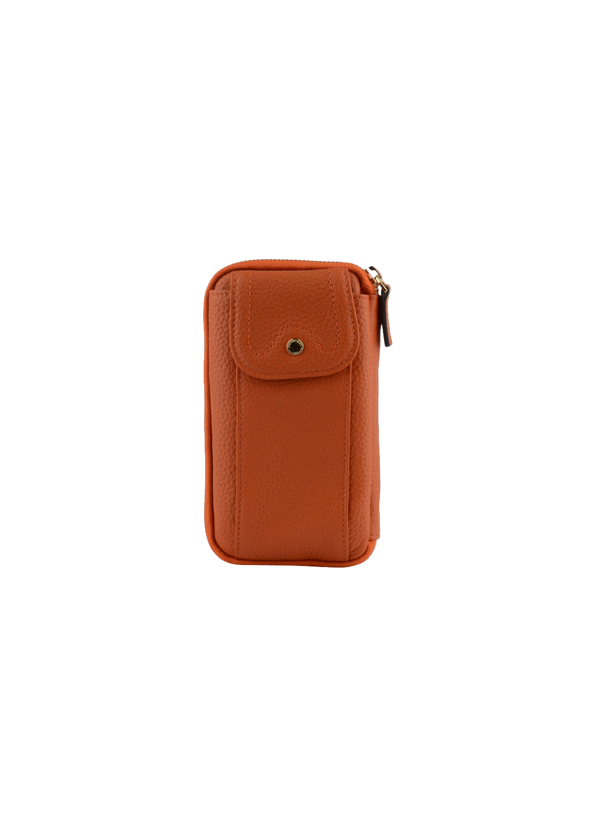 Club | Etui téléphone portable en cuir de veau grainé POURCHET Orange