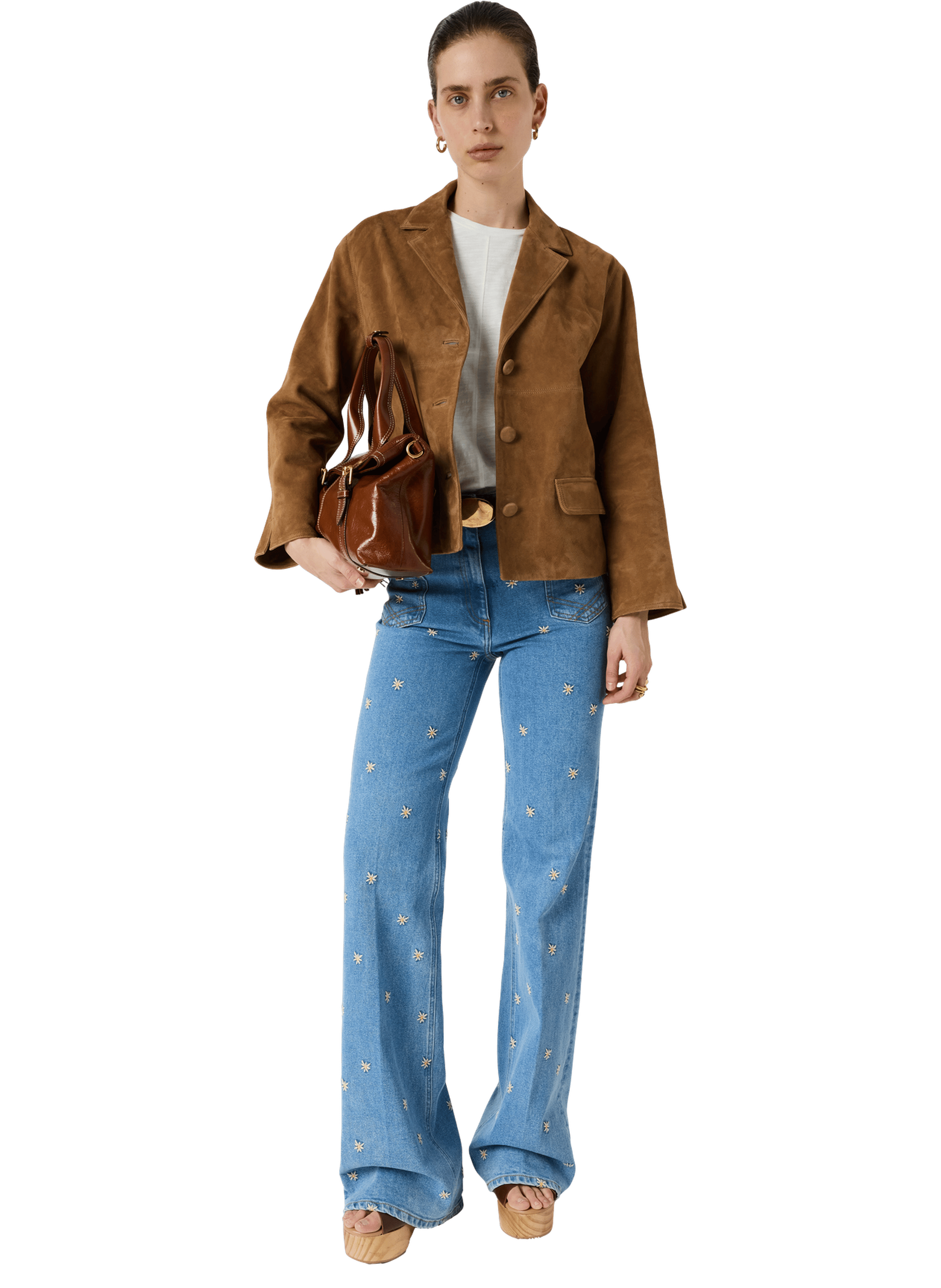 Veste courte en cuir velours - tirya GERARD DAREL Beige